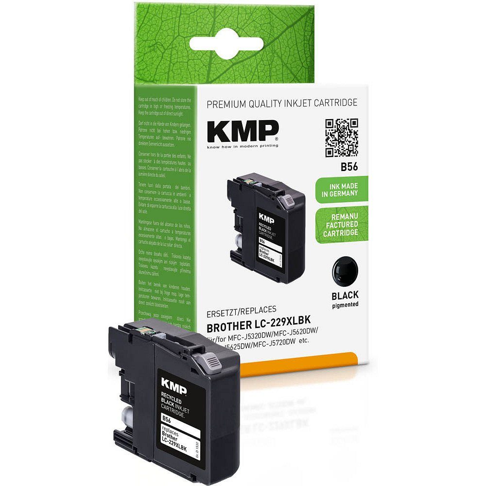 KMP 1 Tinte B56 ERSETZT Brother LC-229XL - black Tintenpatrone (1 Farbe, 1-tlg)