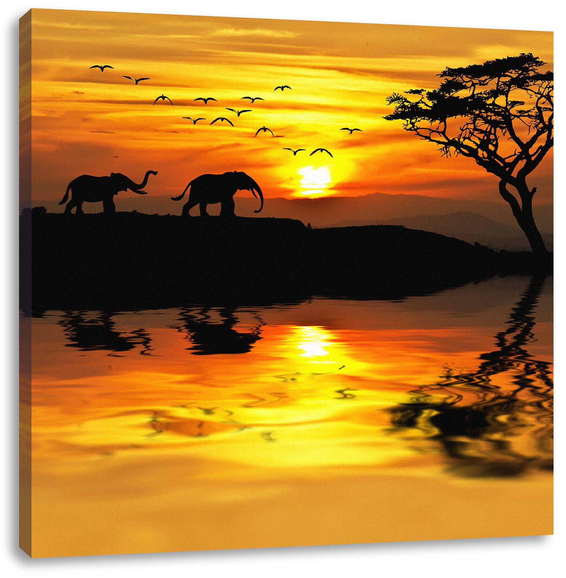 Leinwandbild Elefanten in Afrikanischer Steppe