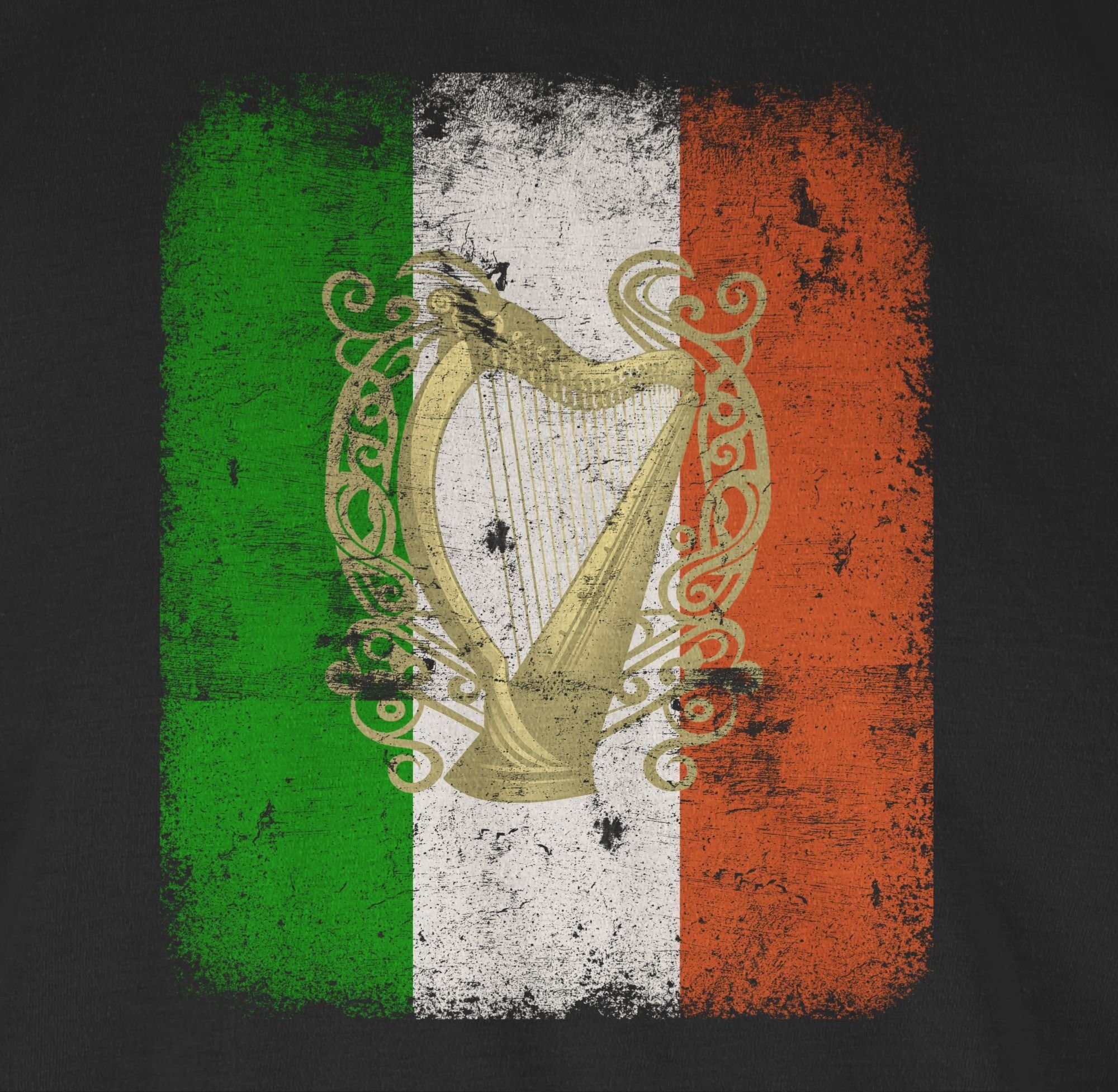 Shirtracer T-Shirt Irland Irische Patricks Schwarz Irish Flag Flagge 01 St. Day