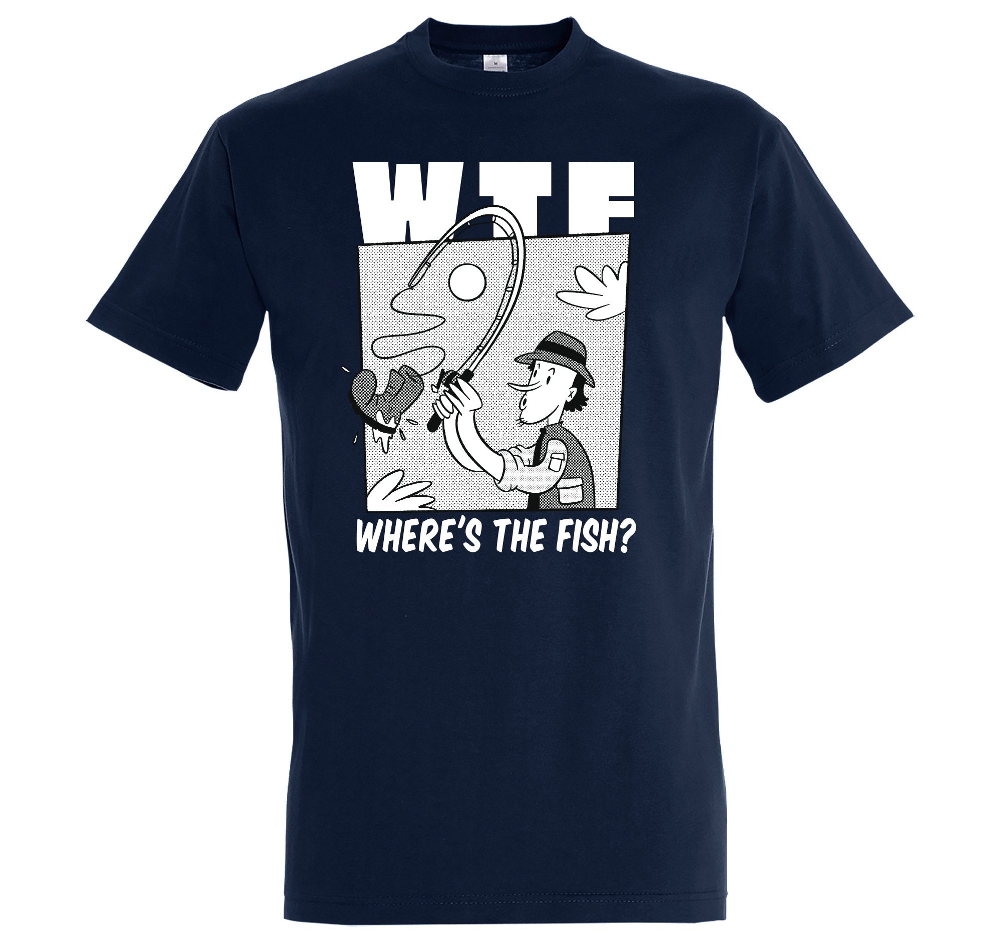 Youth Designz T-Shirt "WTF Where´s The Fish?" Herren Shirt mit trendigem Frontprint Navyblau
