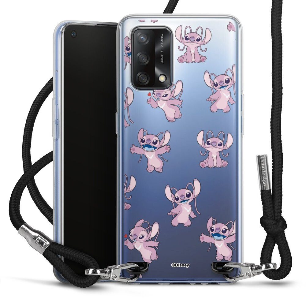 DeinDesign Handyhülle Lilo & Stitch Engel Disney Angel Faces Pattern Transparent, Oppo A74 Handykette Hülle mit Band Case zum Umhängen Cover mit Kette