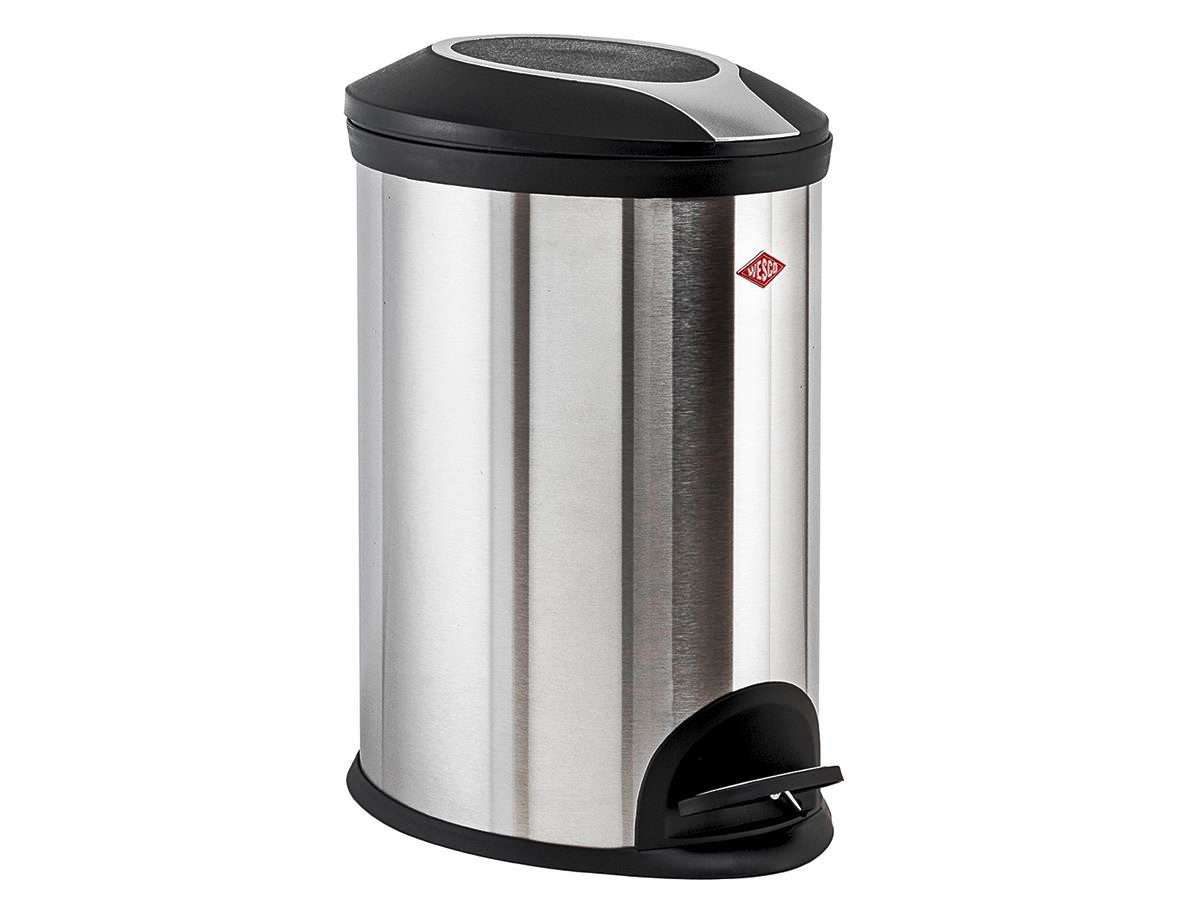 WESCO Mülleimer Abfalleimer 12 Liter, Edelstahl, mit Fußtritt
