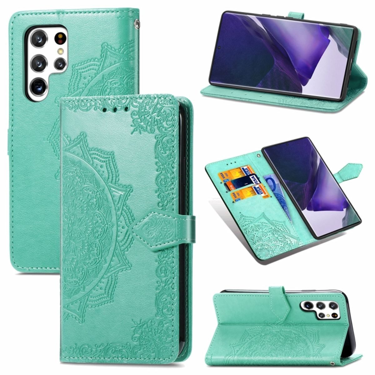 König Design Handyhülle Samsung Galaxy S22 Ultra 5G, Schutzhülle Schutztasche Case Cover Etuis Wallet Klapptasche Bookstyle