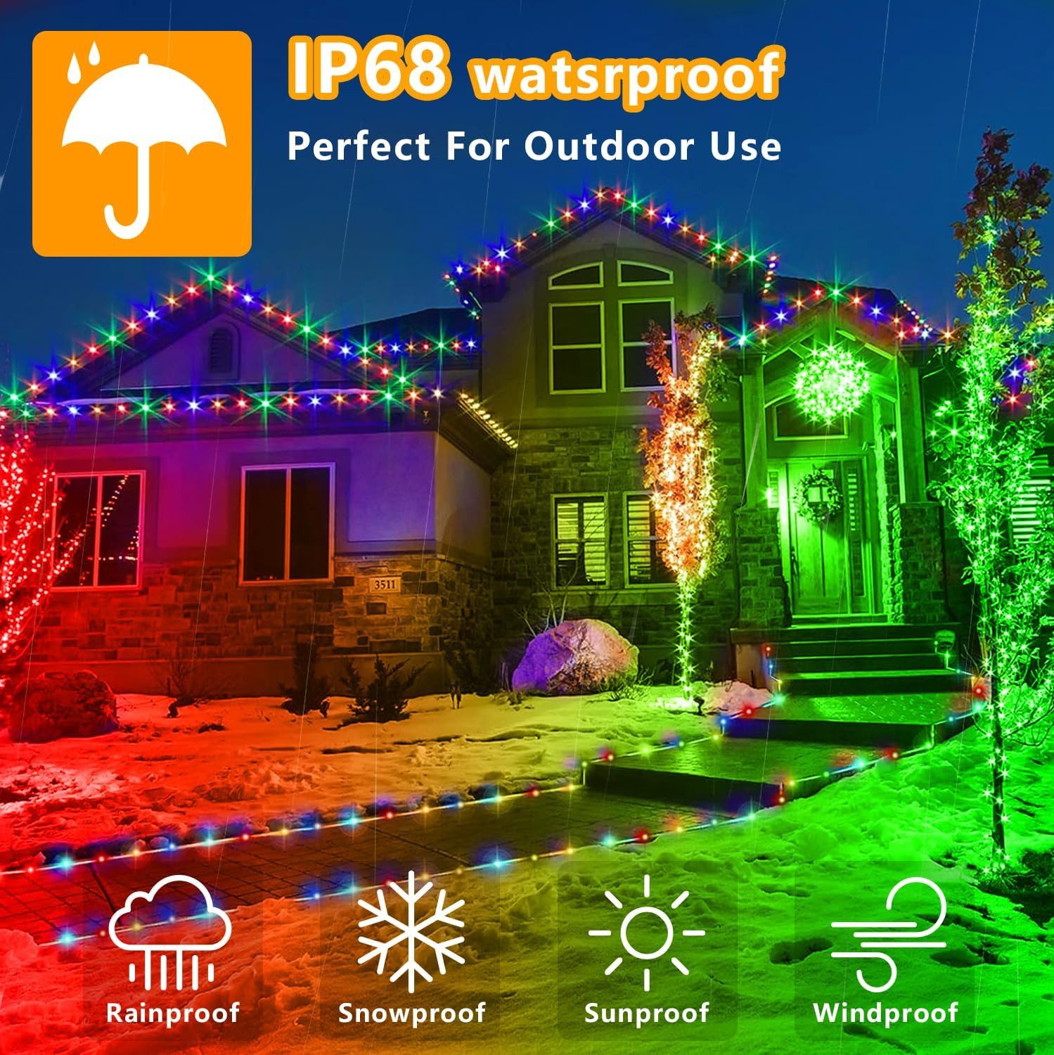 GLPE LED-Lichterkette LED Lichterschlauch 2x 10m 100LED RGB IP65 Außen Innen Fernbedienung, 200-flammig, RGB-Lichtschlauch mit 16 Farben, 8 Modi, USB-Betrieb, I – Bild 5 von 5