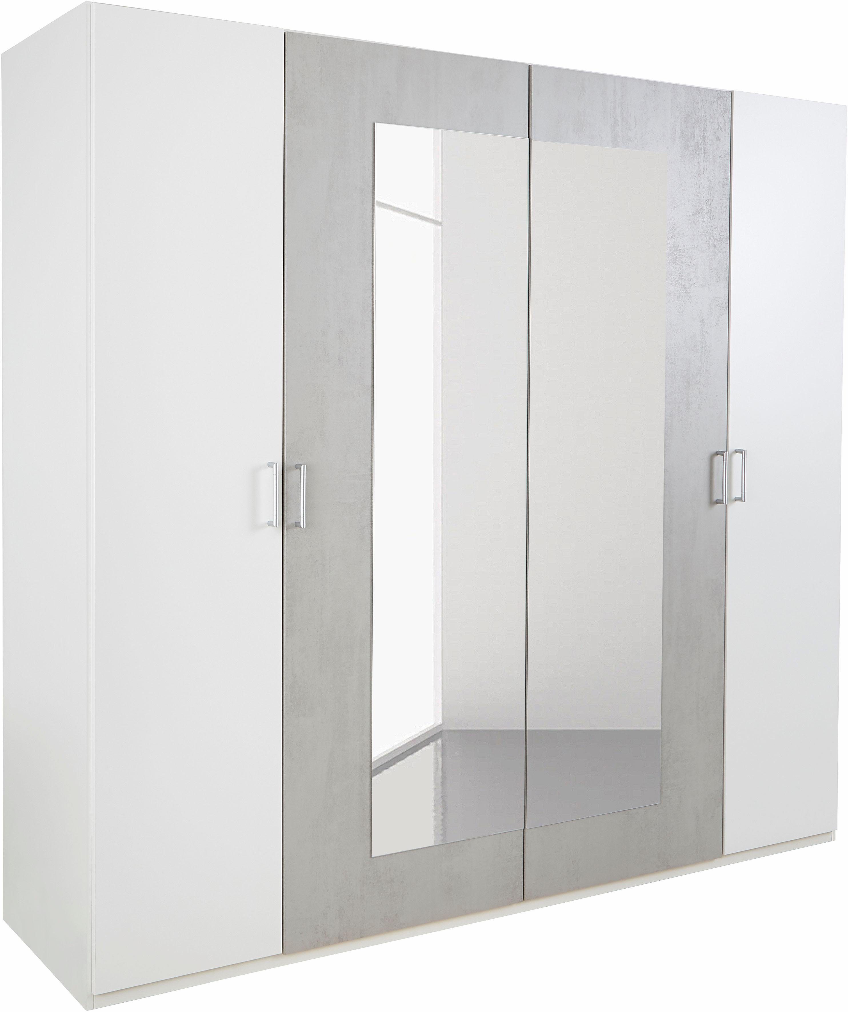 Wimex Kleiderschrank Angie mit Spiegeltüren weiß/betonfarben lichtgrau
