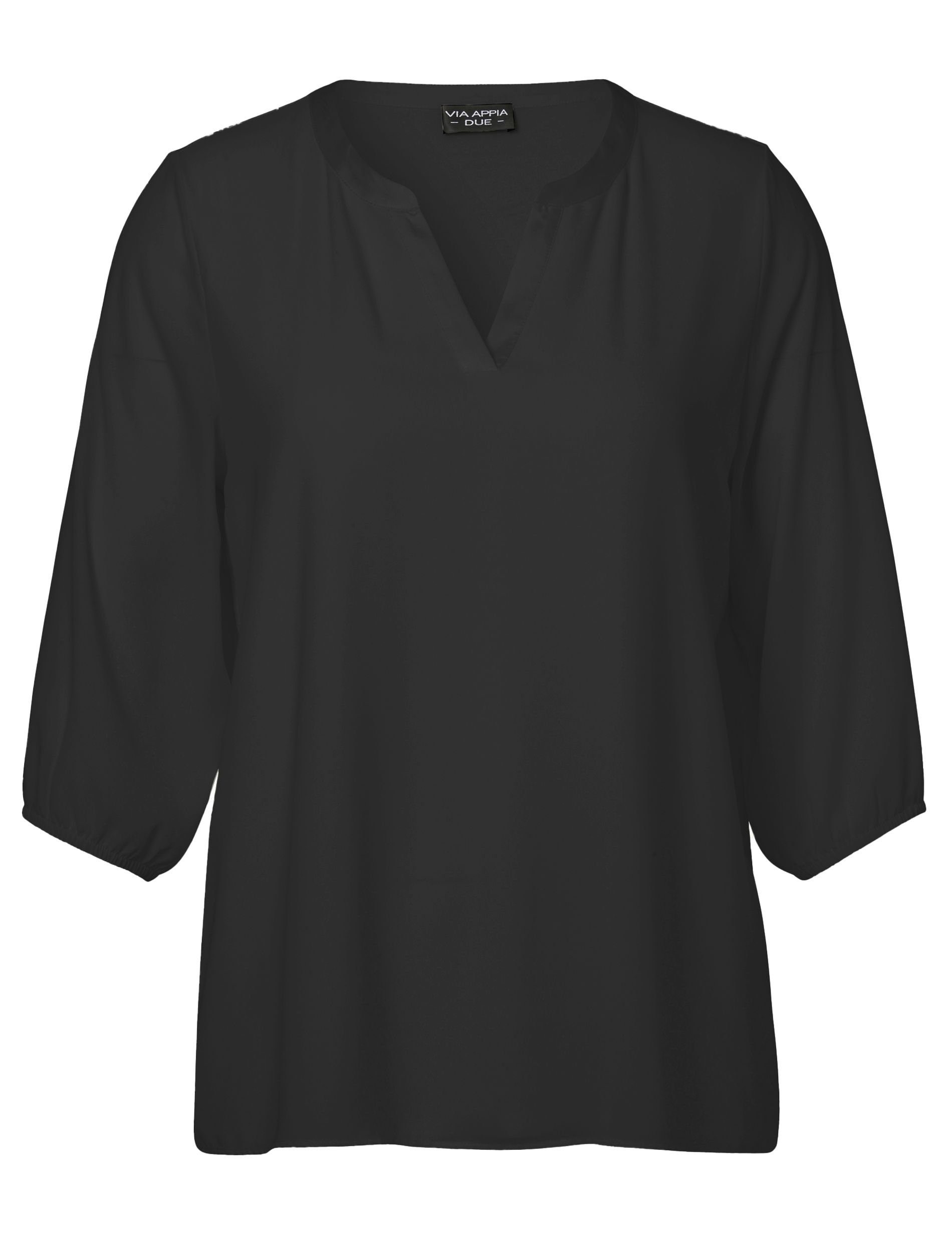 VIA APPIA DUE Klassische Bluse schwarz Arm 3/4 Bluse V-Ausschnitt