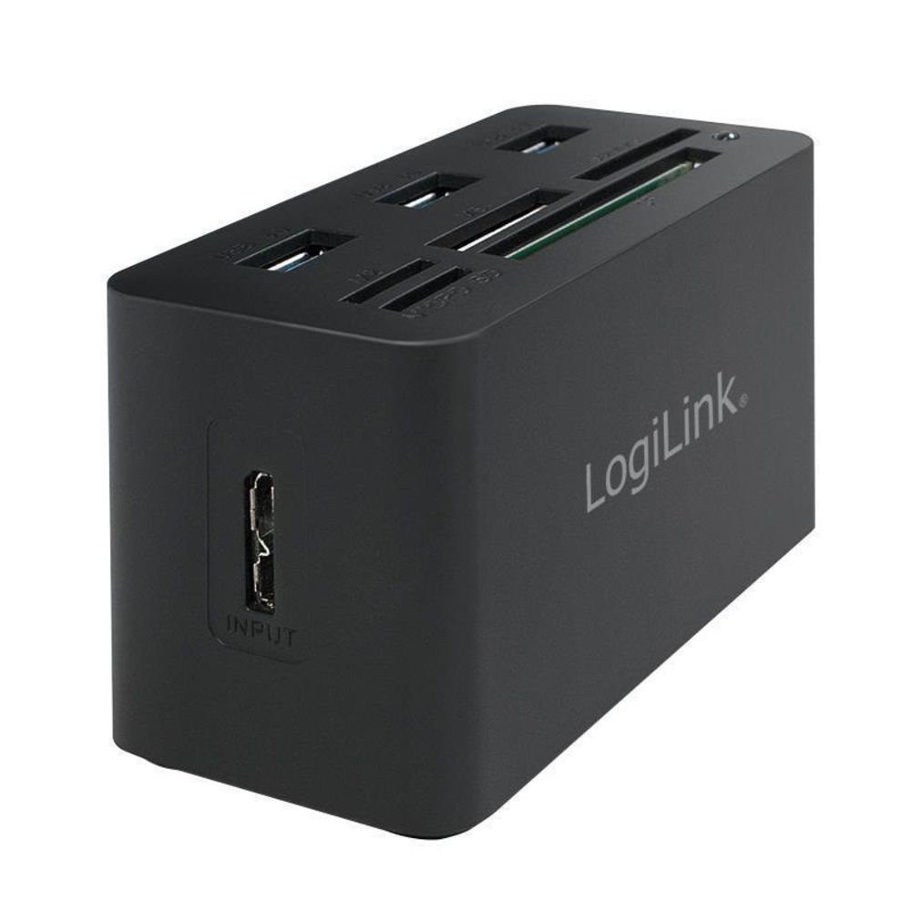 LogiLink Speicherkartenleser, USB 3.0 Hub mit All-in-One Card Reader bis 5 Gbit/s Multikartenleser