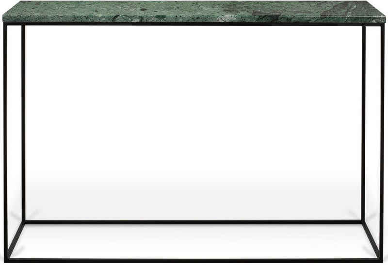 TemaHome Konsolentisch Gleam, mit schöner Marmor Tischplatte und edlem schwarzen Metallgestell