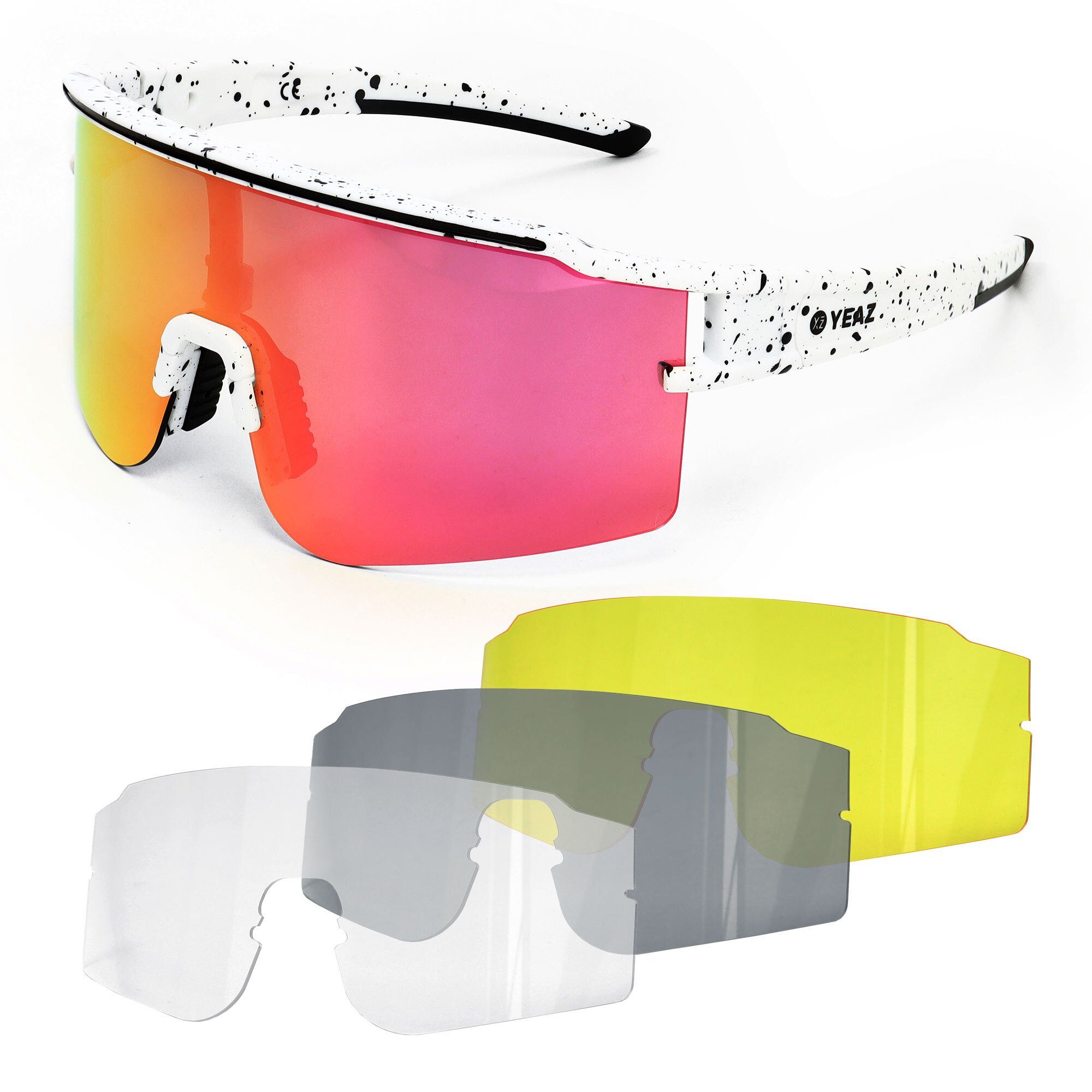 YEAZ Sportbrille SUNTHRILL SET sport-sonnenbrille weiß/blau, Sport-Sonnenbrille mit magnetischem Glaswechselsystem