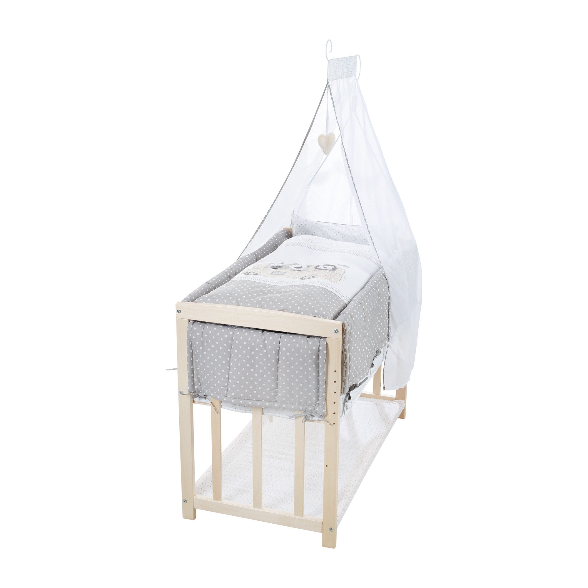 roba® Babybett Stubenbett 4 in 1 - Holz natur - inkl. Matratze & kompletten günstig online kaufen