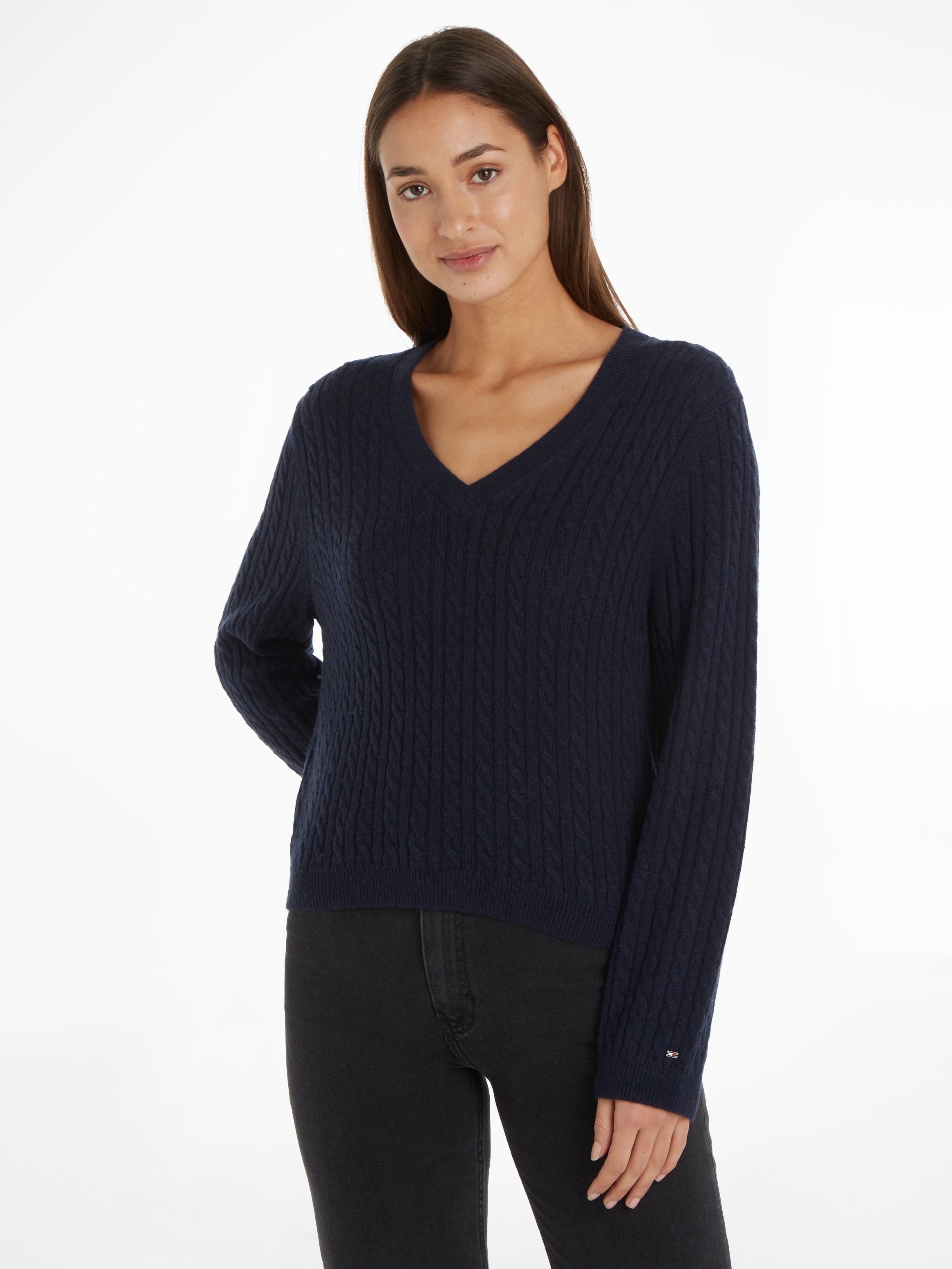 Tommy Hilfiger Strickpullover aus weicher Wolle, langlebig, atmungsaktiv &zeitlos, Premium