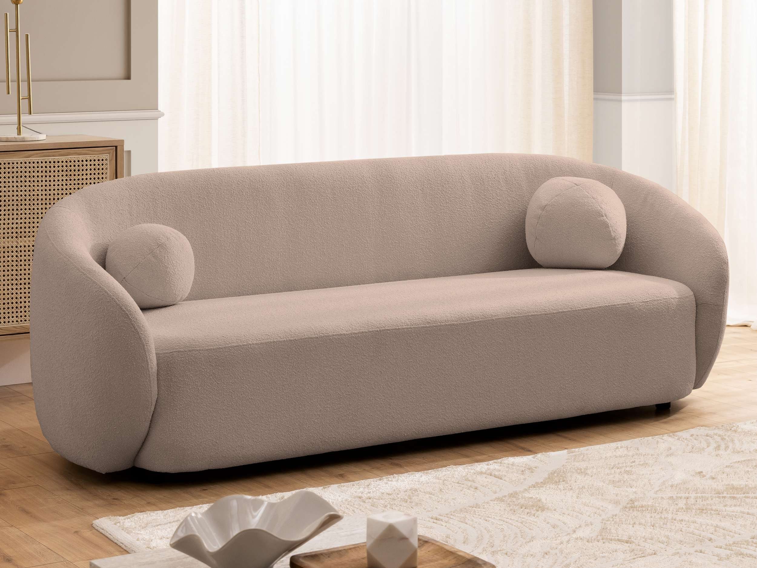 99rooms Big-Sofa Branko, Sofa, 3-Sitzer Sofa, Rundum mit Boucle-Stoff ABRIAMO bezogen, inkl. 2 Zierkissen
