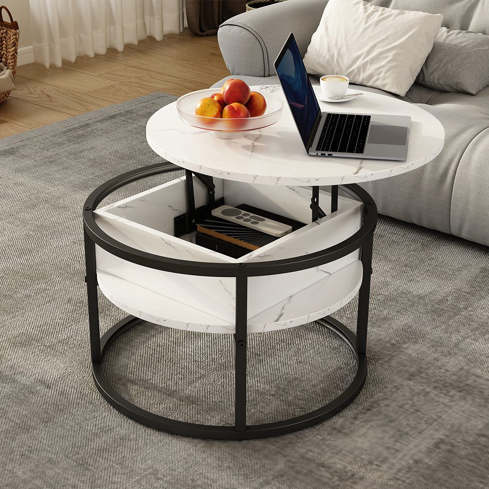 Vicco Couchtisch Marlo, Marmor Weiß, 57 x 57 cm (1-St)