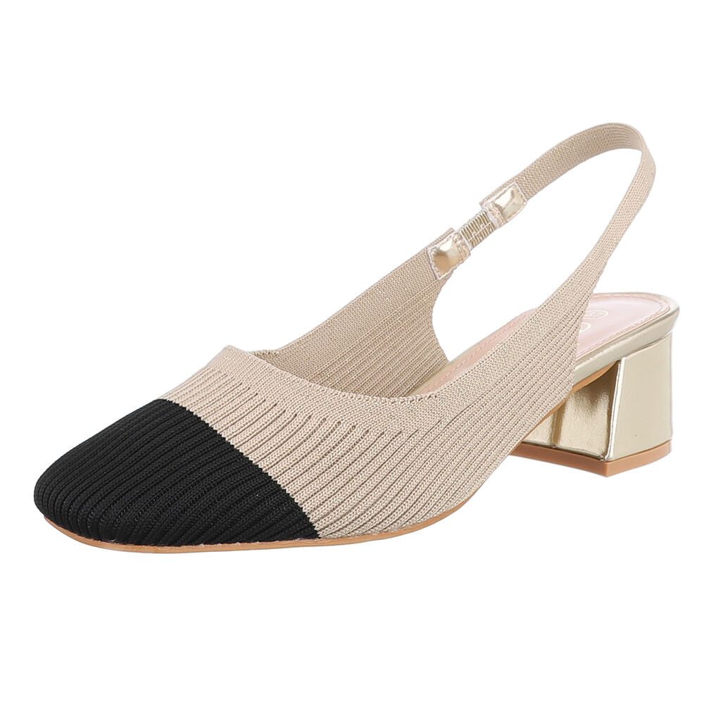 Ital-Design Bequemer Slingback-Pump für stilbewusste Frauen Schnürpumps (89092249) Blockabsatz Туфли in Gold