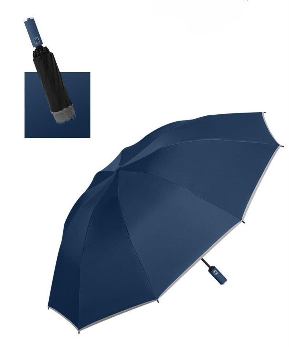 Rouemi Taschenregenschirm Taschenregenschirm,Vollautomatischer Regenschirm für Regen und Sonne Blau
