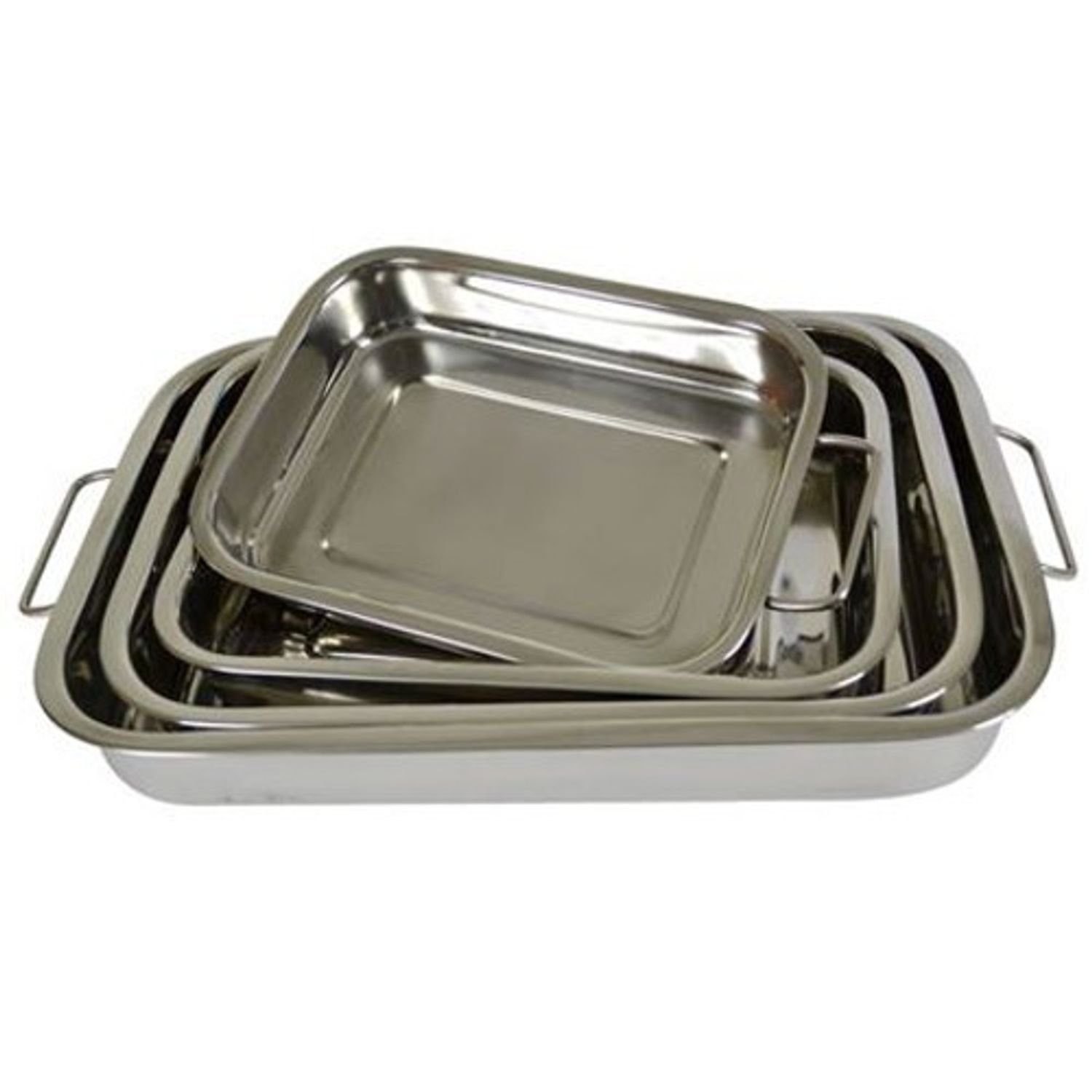 BURI Bratpfanne Schmorpfanne 4er-Set Bräter Fleischbräter Servierpfanne Auflaufform, Edelstahl