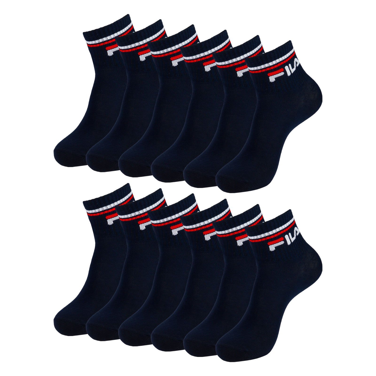 Fila Kurzsocken Quarter Socks Calza (6-Paar) im sportlichen Look mit Rippbündchen 321 navy