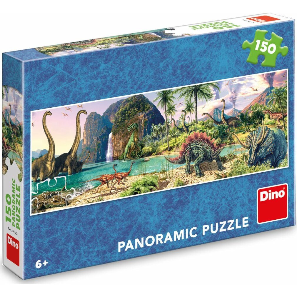 Dino Bikes Puzzle Panoramapuzzle Dinosaurier am See 150 Teile, Puzzleteile