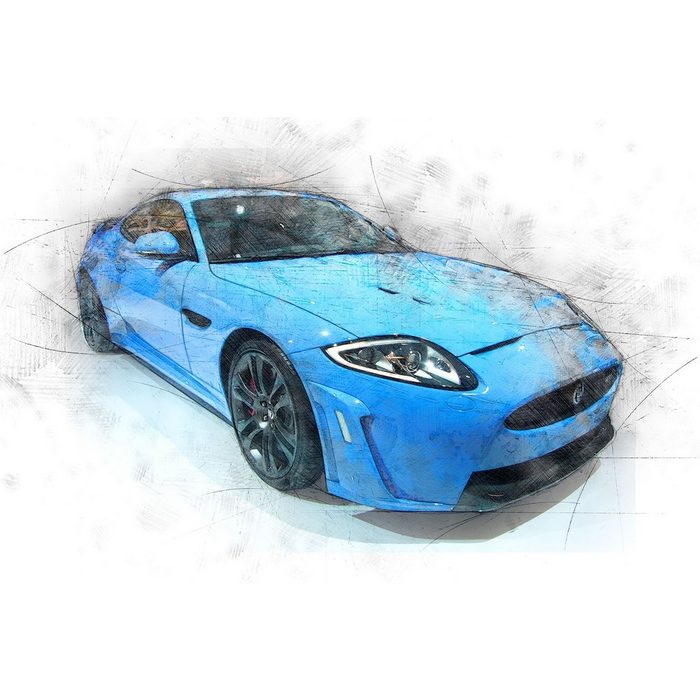WandbilderXXL Fototapete Blue Jag glatt Classic Cars Vliestapete hochwertiger Digitaldruck in verschiedenen Größen