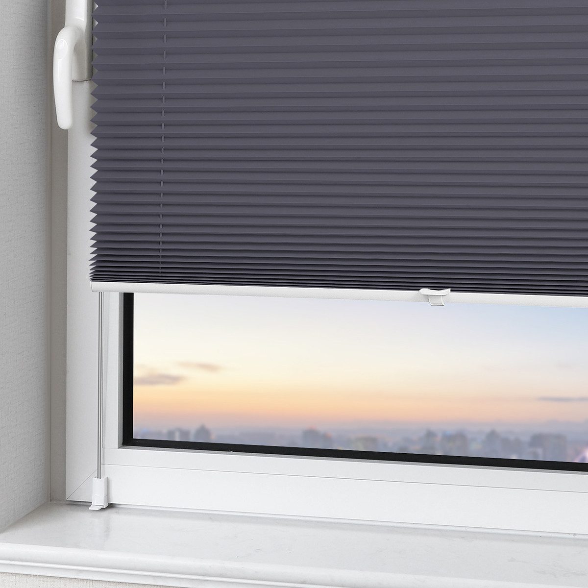 Vkele Plissee Ohne Bohren,Klemmfix,Weiß, Einfach Montage, Klemmträger, Easyfix Faltrollo mit Klemmträger Sonnenschutz und Sichtschutz