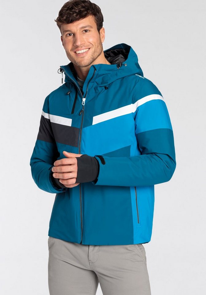 CMP Skijacke 33W0827-L931 MAN JACKET FIX HOOD PETROL, Kordelzug in der  Taille für eine bessere Passform