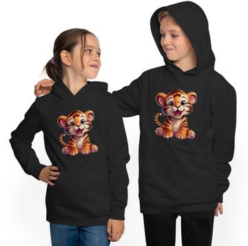 MyDesign24 Hoodie Kinder Kapuzen Sweatshirt - Baby Tiger Kinder Hoodie i266, Kapuzensweater mit Aufdruck
