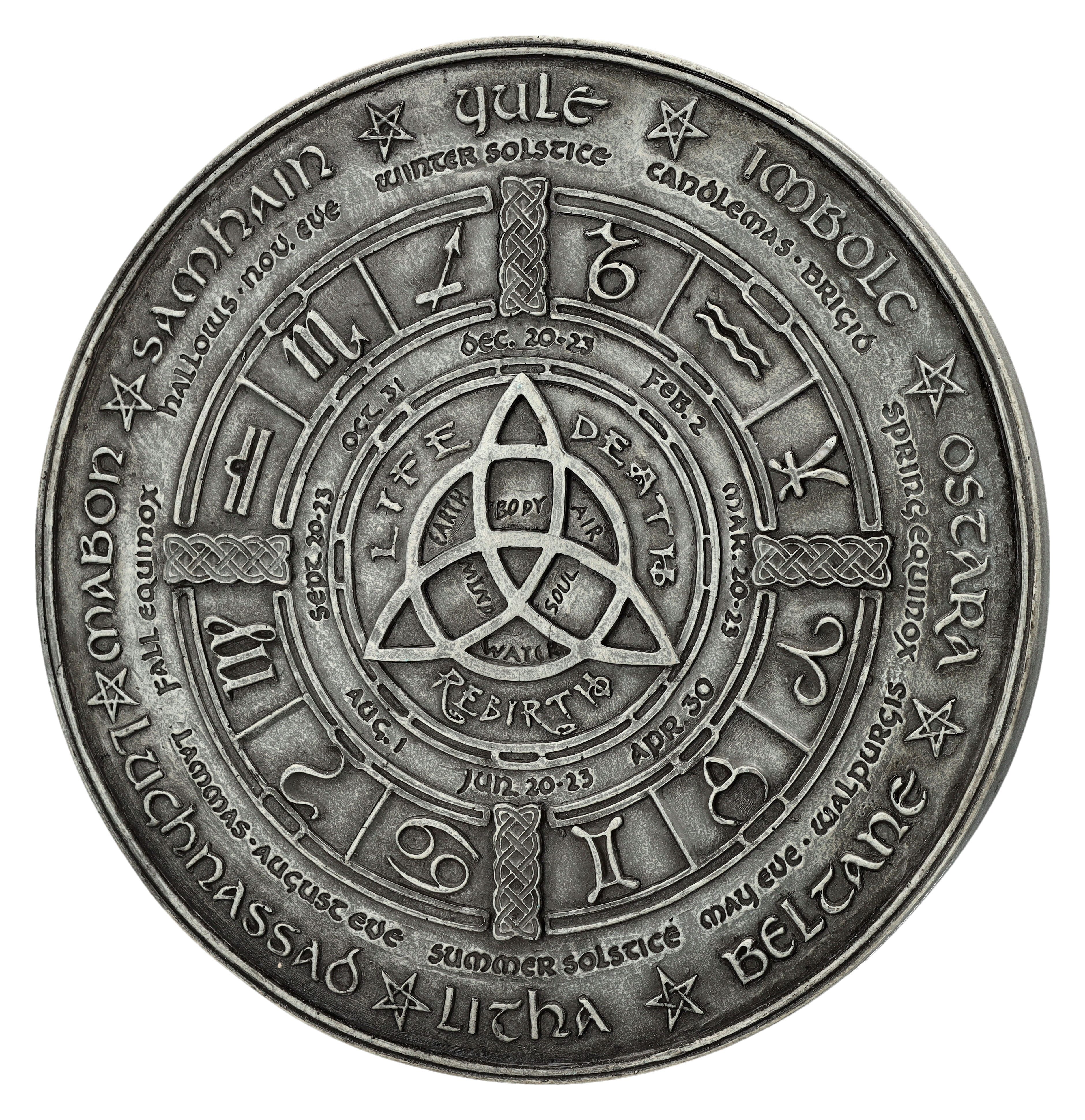 Wanddekoobjekt Wandrelief - Wicca Kalender - Fantasy Deko magische Wanddekoration