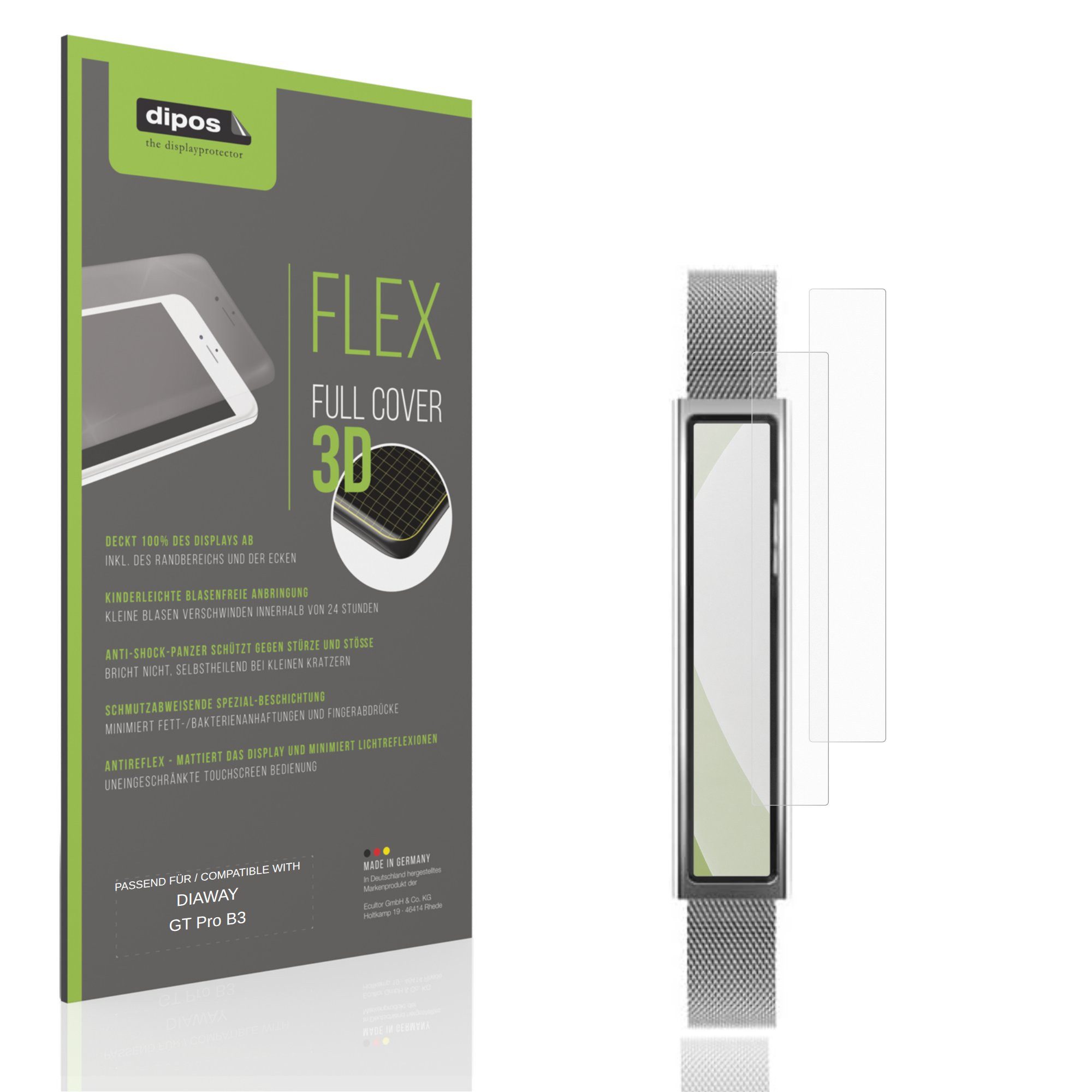dipos Displayschutzfolie Schutzfolie für DIAWAY GT Pro B3, 2 Stück, Displayschutz Schutz Folie Made in Germany