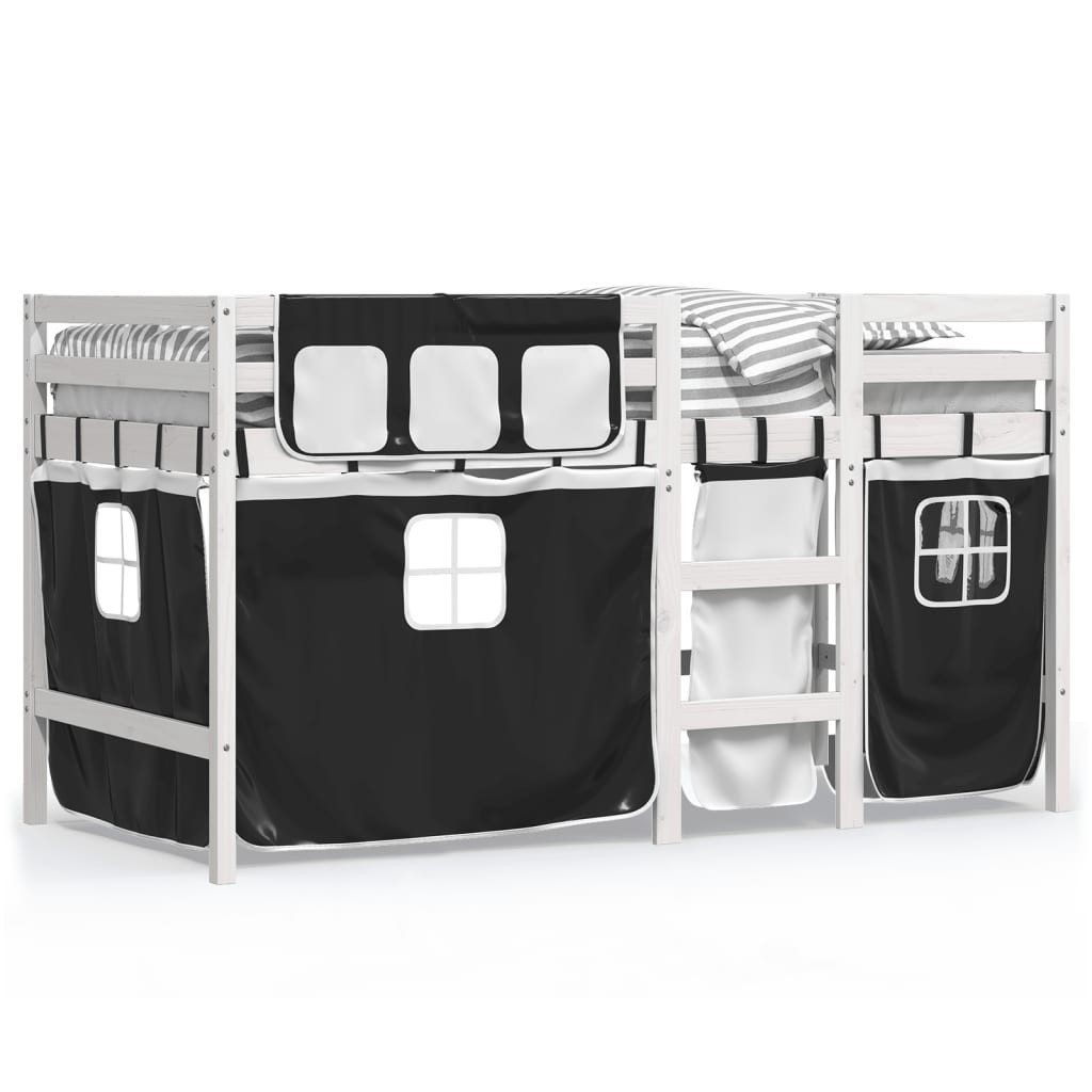 vidaXL Bett Kinderhochbett mit Vorhängen Weiß günstig online kaufen