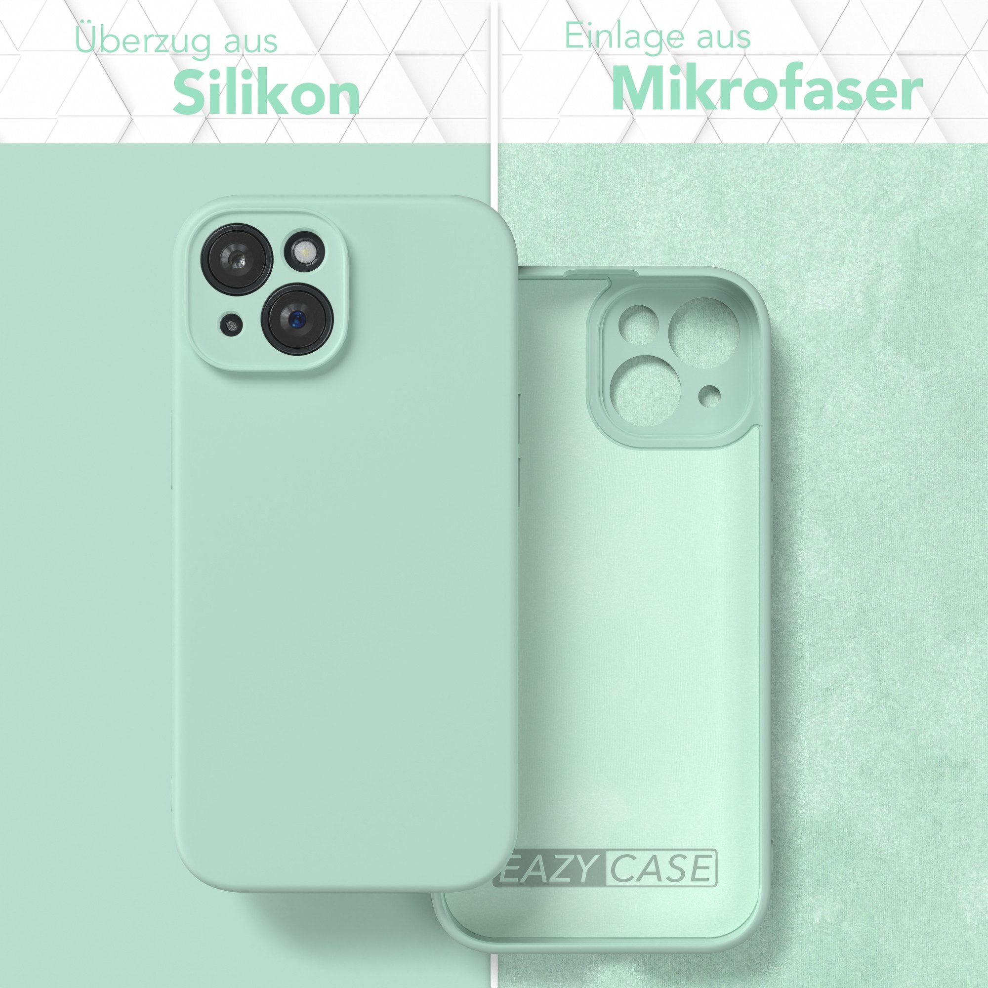 EAZY CASE Handyhülle für Apple iPhone 15 Hülle Silikon 6,1 Zoll, Hülle Silikon kratzfest Smart Slimcover Bumper Case Etui Mint Grün