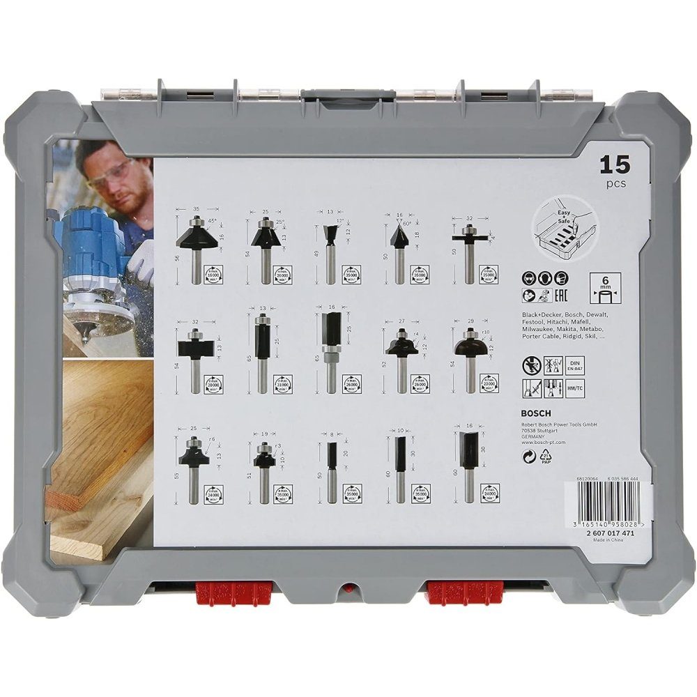 BOSCH Fräser-Set 2607017471 15 teilig - Fräser Set - schwarz, Set