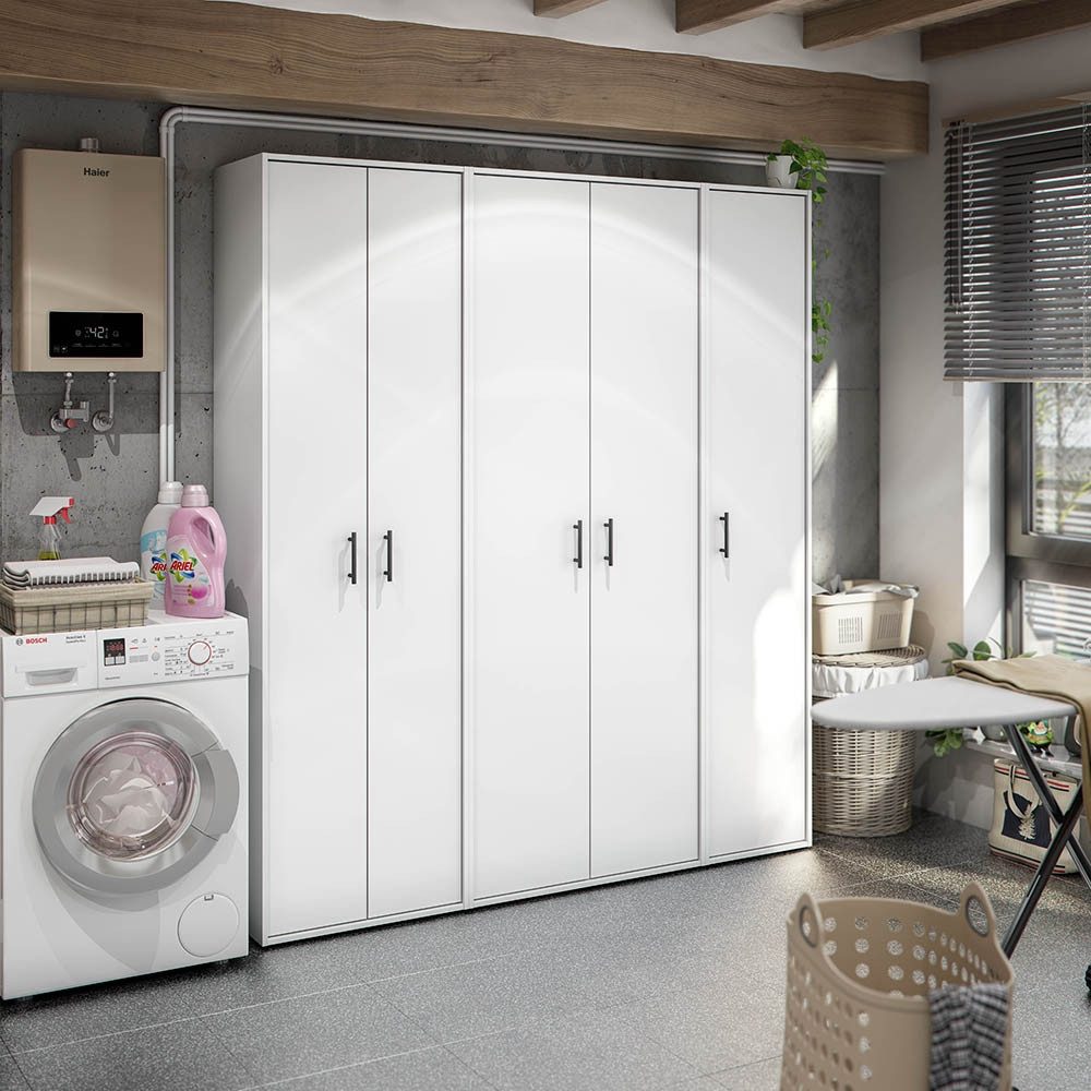 freiraum Mehrzweckschrank-Set LAUNDRY, (3-teilig), (3-teilig) in Artik Weiß - 181x206x40 (BxHxT)