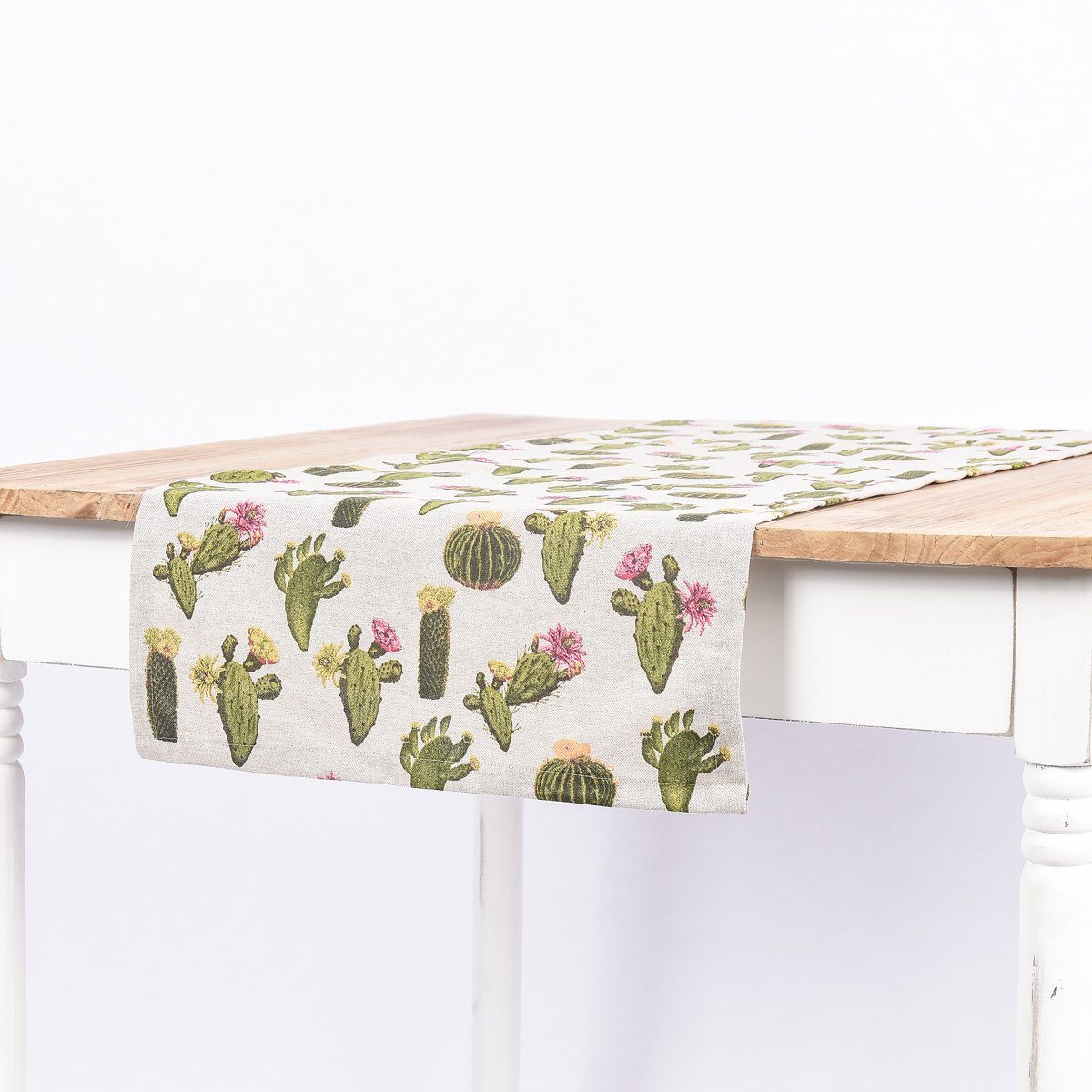 40x160cm, Tischläufer LEBEN. Tischläufer grün Leben handmade SCHÖNER natur Schöner Kaktus