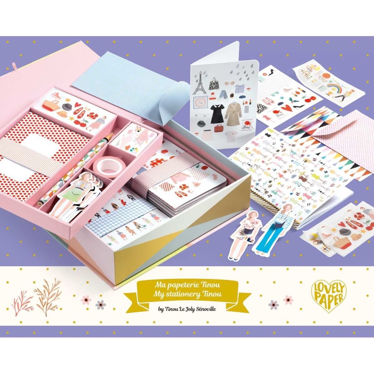 DJECO Notizbuch Papeterie-Box Schreibwaren-Geschenkbox für Kinder