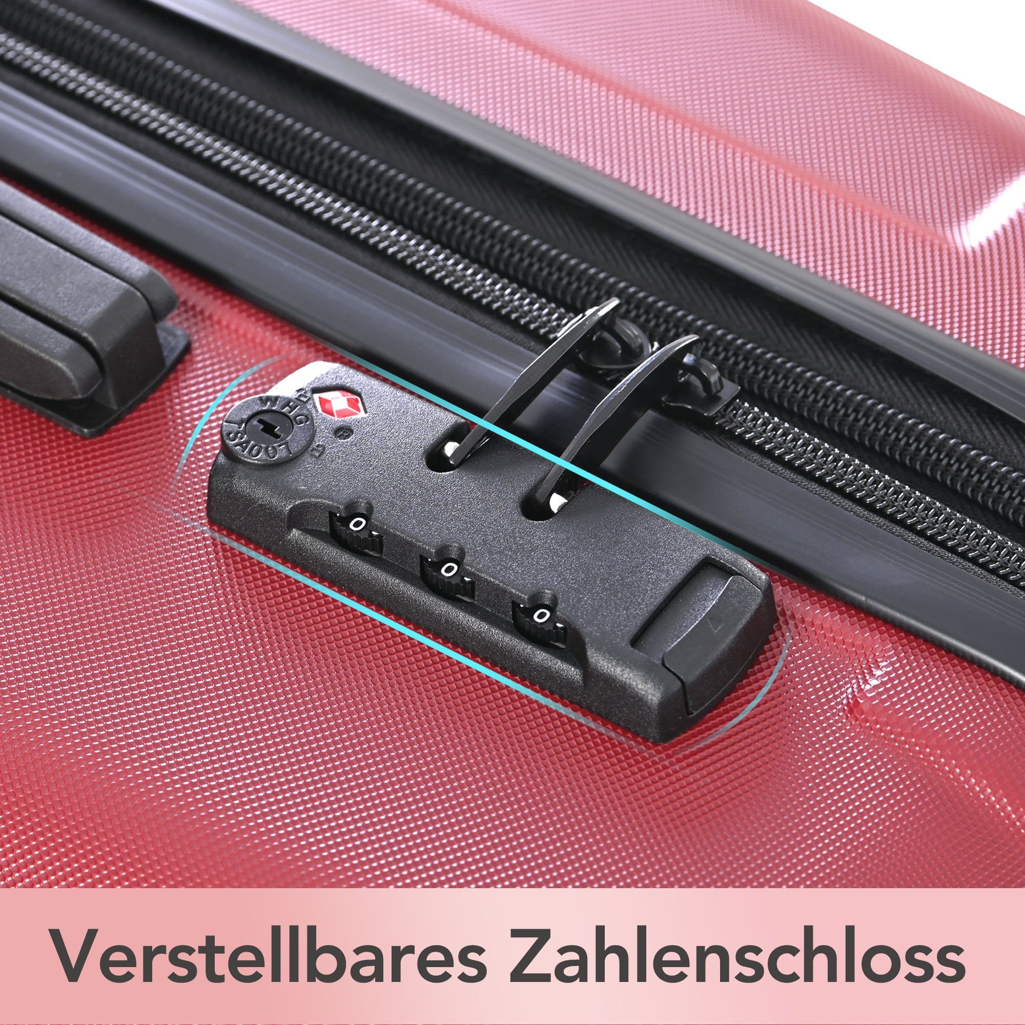 Hartschalen-Trolley Hartschalen-Handgepäck, 4 Rollen, Koffer mit TSA-Schloss und Universalrad, Erweiterbar Seitengriff