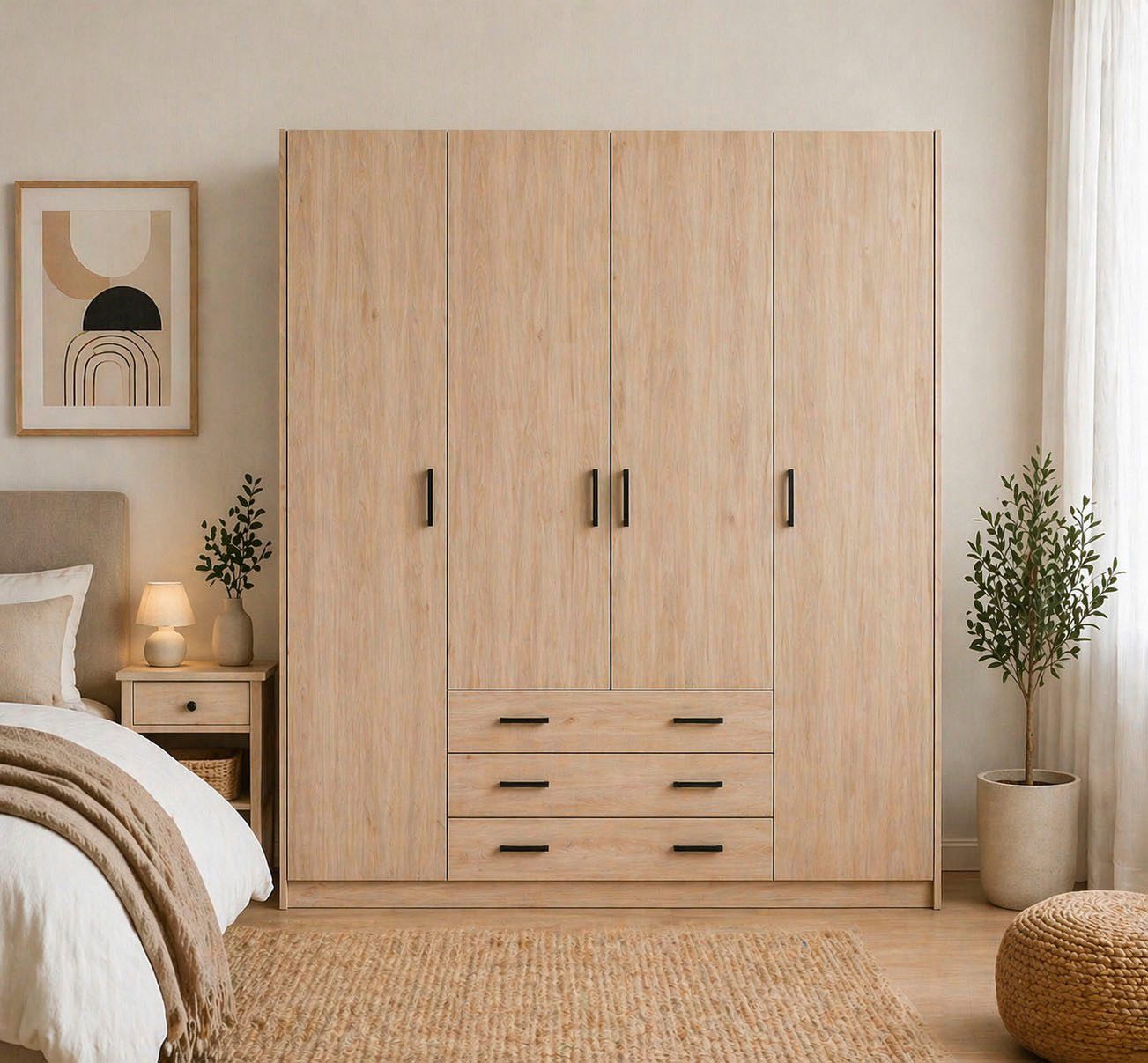 Home affaire Kleiderschrank Sprint, viel Stauraum, robuste Qualität, 3 Breiten 98, 147, 195 cm Breite 98,5/147 oder 195,5 cm, je mit Einlegeböden und Kleiderstange