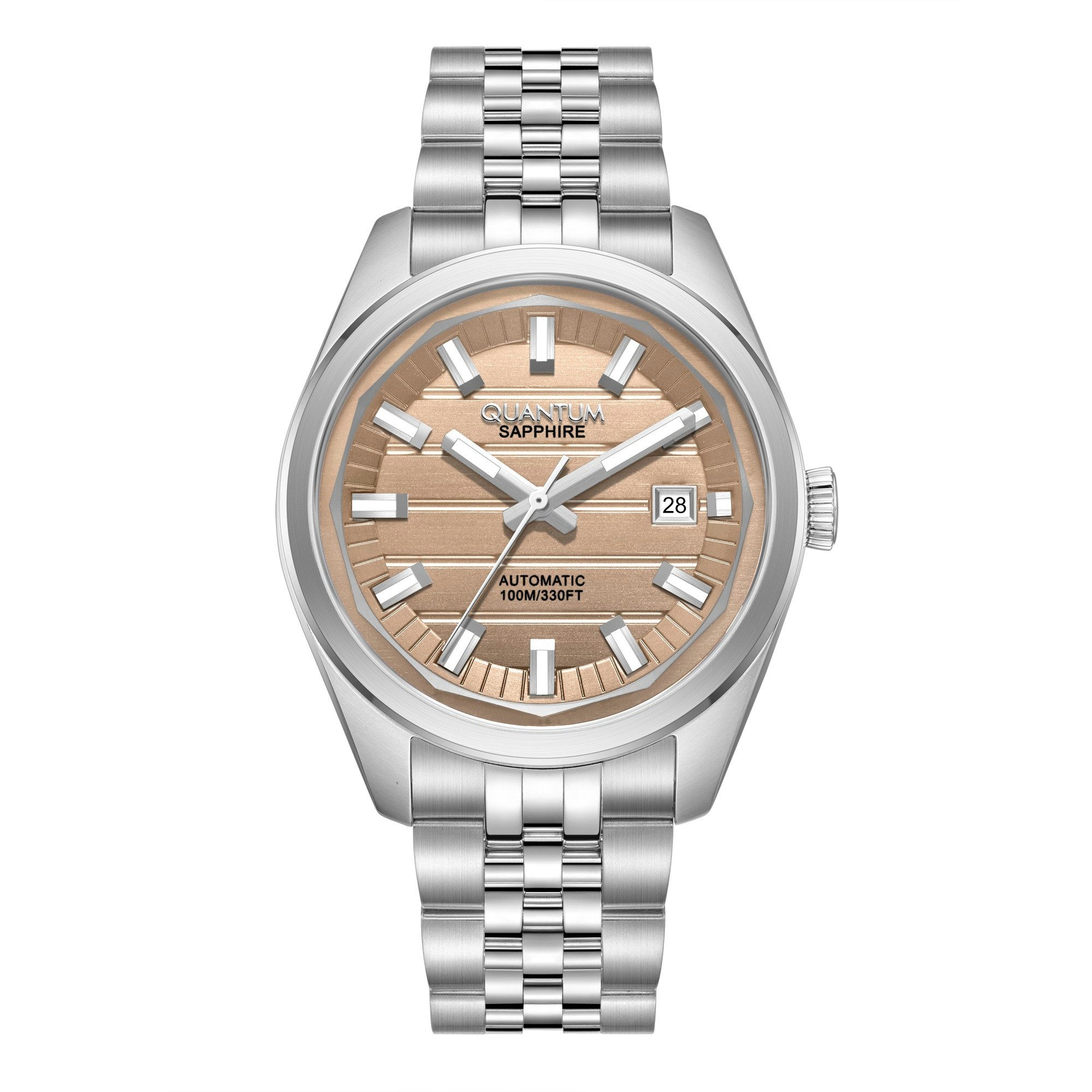 QUANTUM Automatikuhr Herrenuhr Edelstahl, 41 mm, Herren Armbanduhr, 10 ATM wasserdicht QMG1292.370, (1-tlg), Datum, Saphirglas, inkl. Geschenkbox