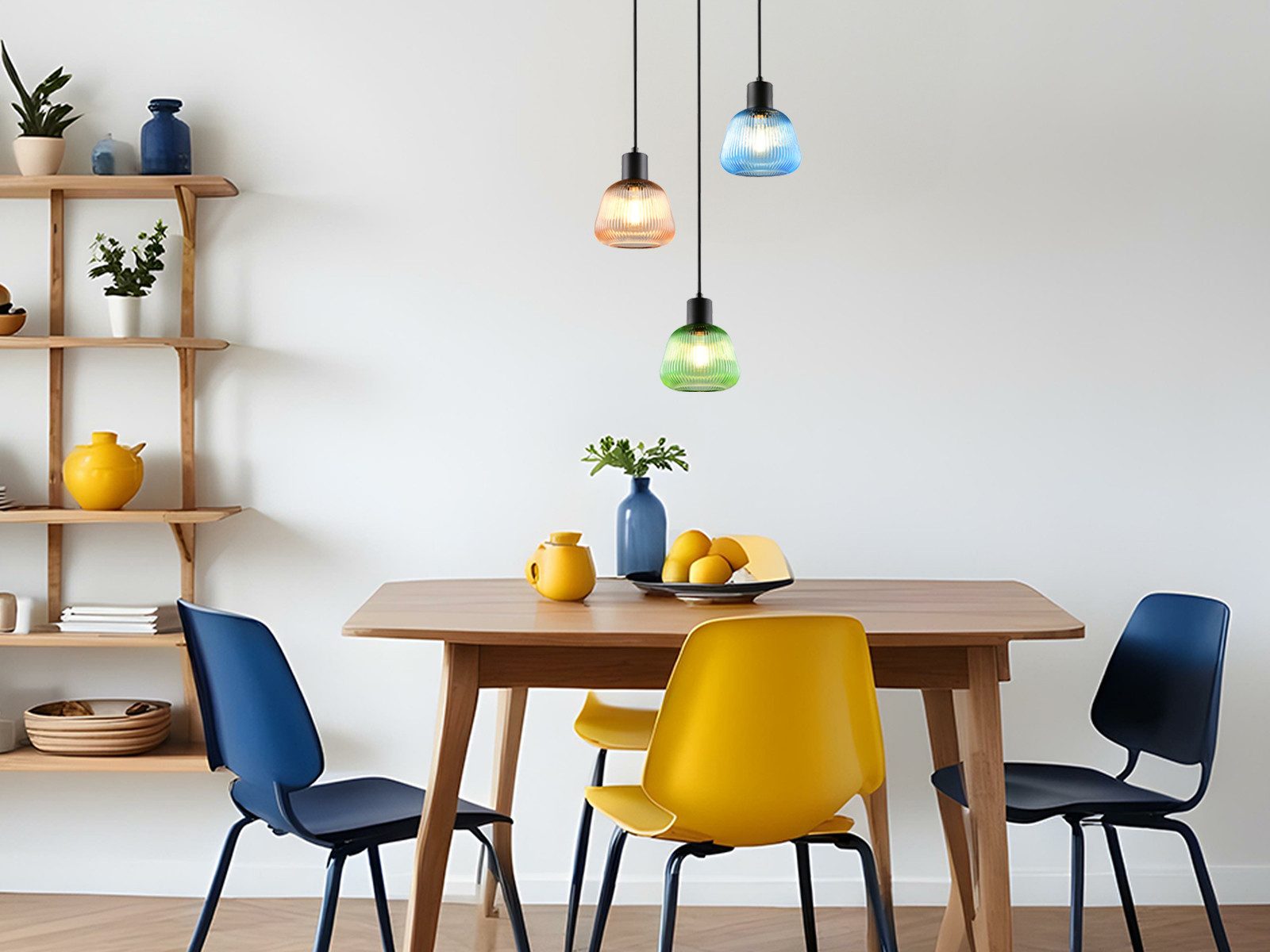 meineWunschleuchte Pendelleuchte, ohne Leuchtmittel, Cluster mit 3 Glas Lampenschirmen Esstisch & Couchtisch hängend Ø 37cm