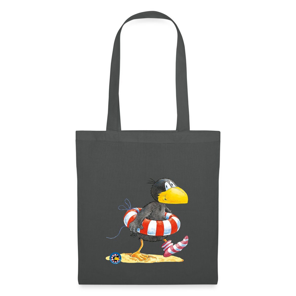Henkeltasche Der kleine Rabe Socke mit Schwimmreifen Stoffbeutel
