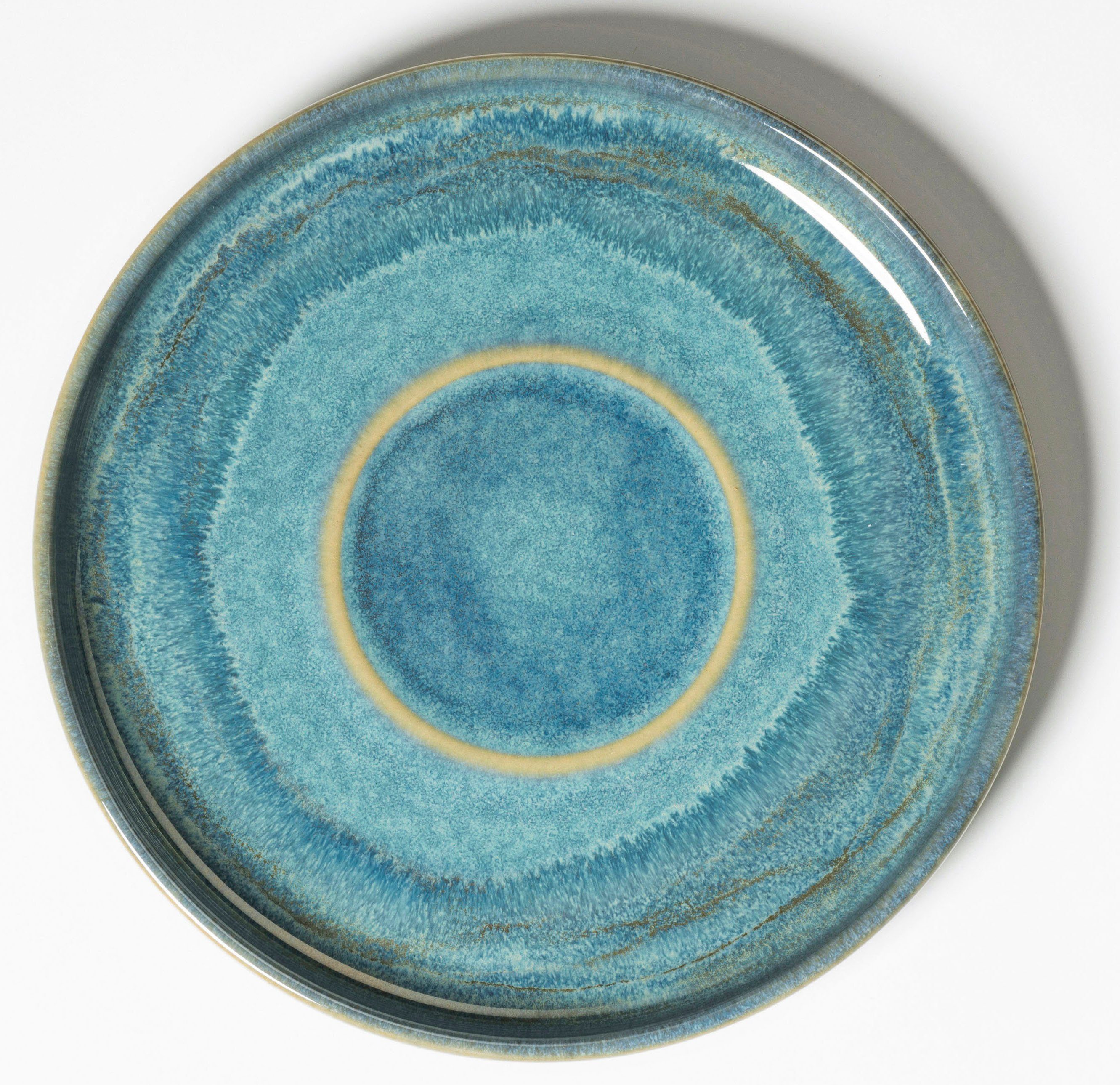 Gipfelstück Untertasse Teller Set, Tiefer See, (4 St), Scandi-Style, glänzende Reaktivglasur, jedes Stück ein Unikat