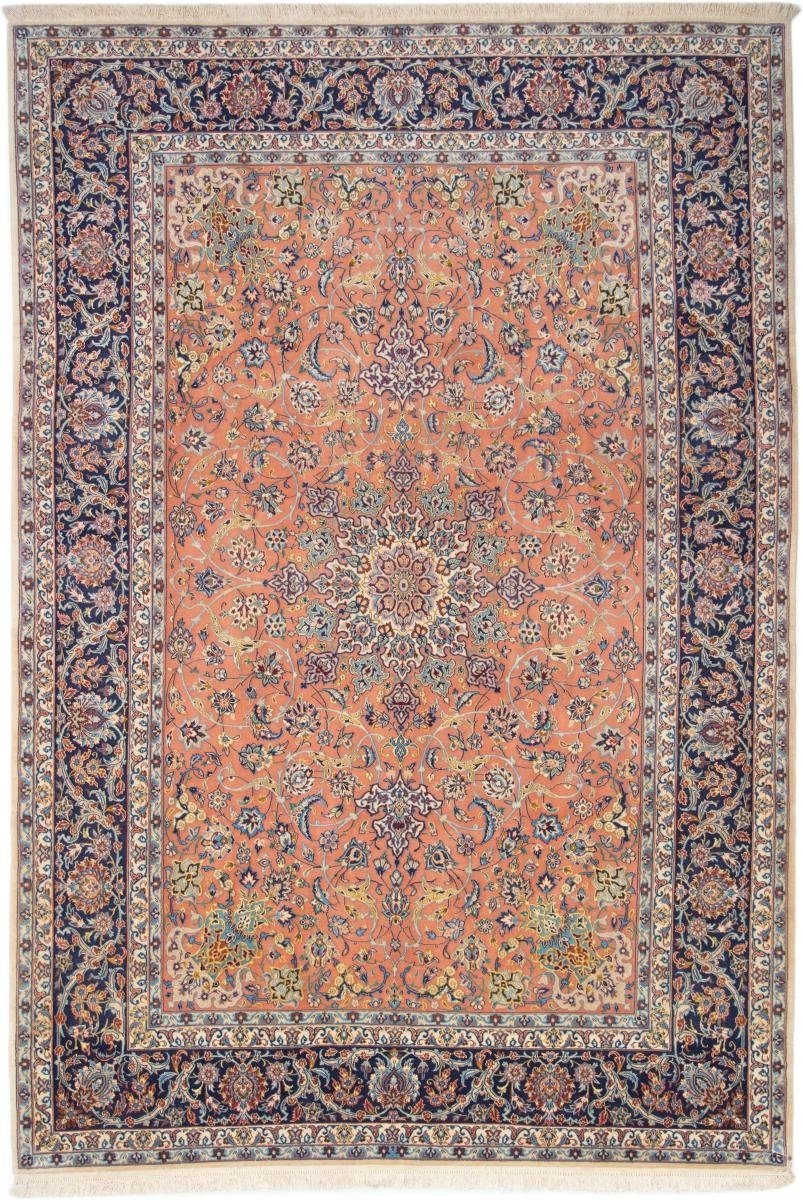 Orientteppich Isfahan Seidenkette 203x303 Handgeknüpfter Orientteppich, Nain Trading, rechteckig, Höhe: 6 mm