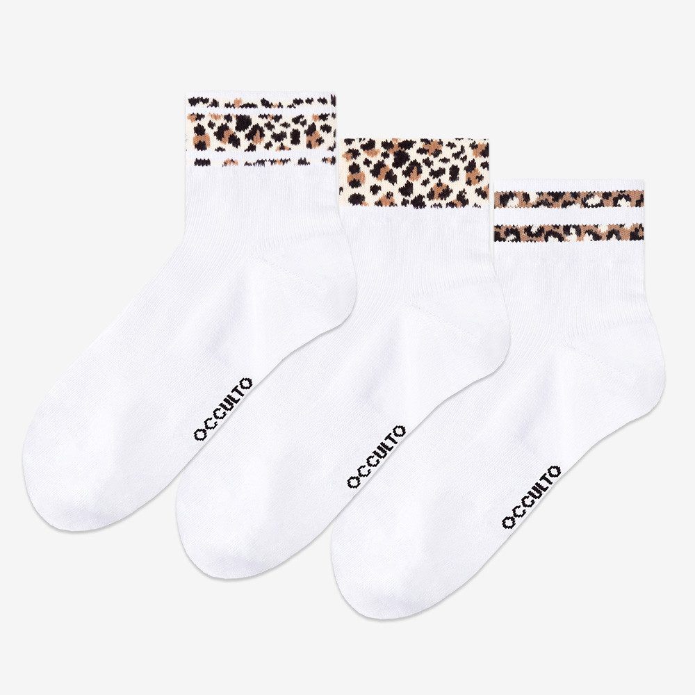 OCCULTO Sneakersocken Damen Motiv Quarter Socken 3er Pack (Modell: Gianna) (3-Paar)