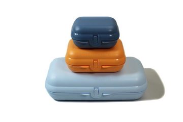 TUPPERWARE Lunchbox Maxi-Twin hellblau + orange + Mini blau + SPÜLTUCH