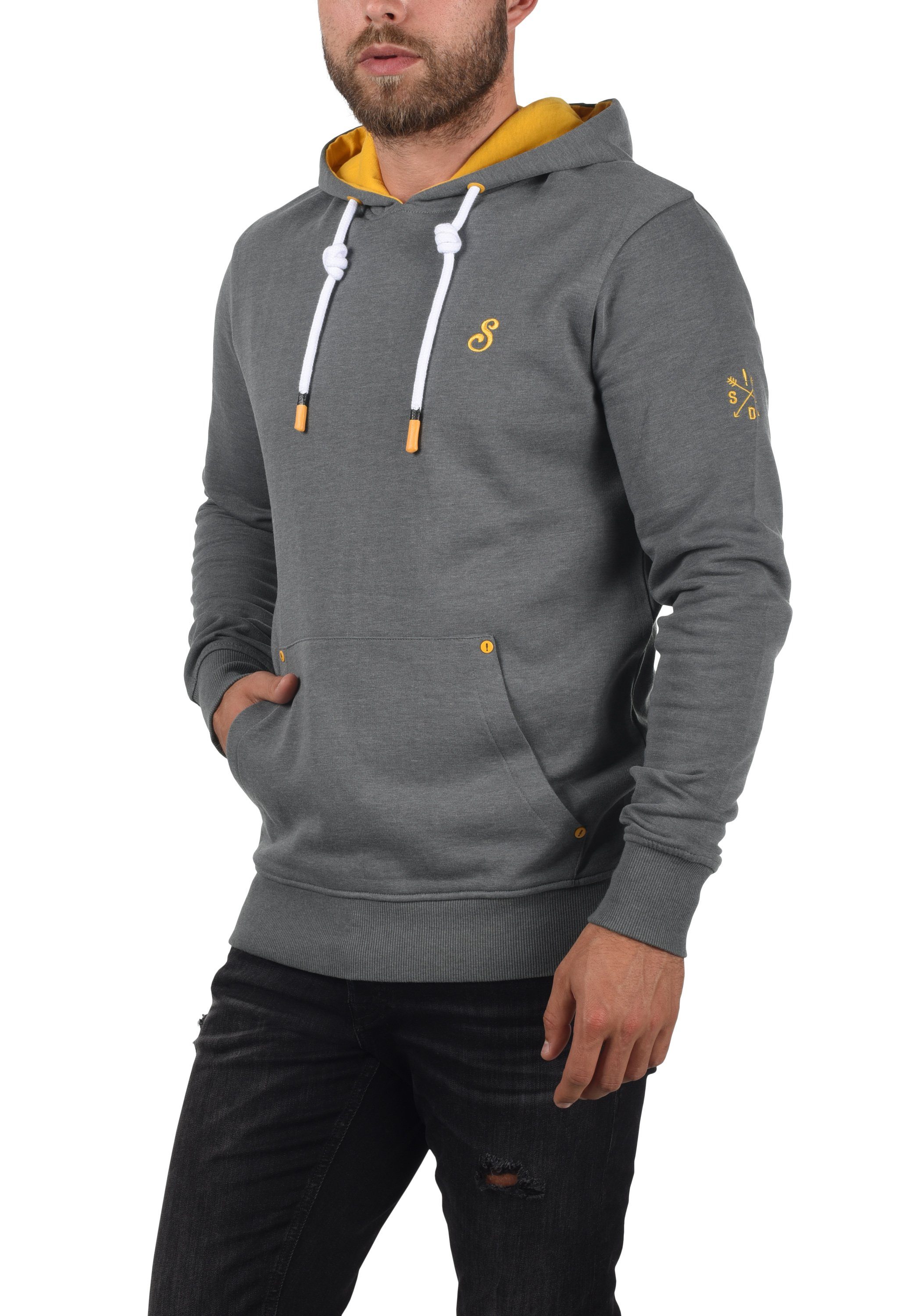 (1840051) kontrastreichen !Solid mit farblichen SDKenan Hoodie Grey Melange Kapuzensweatshirt Details