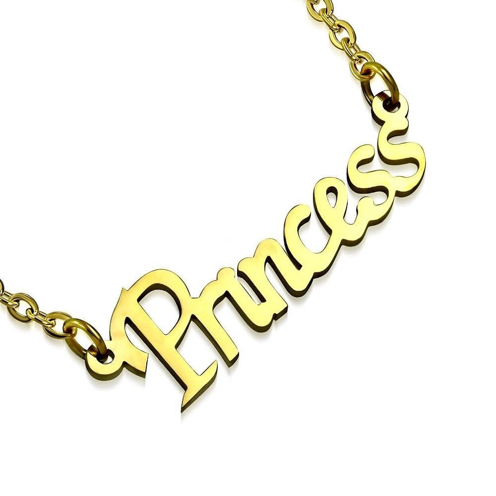 BUNGSA Ketten-Set Kette Prinzessin Gold aus Edelstahl Unisex (1-tlg), Halskette Necklace