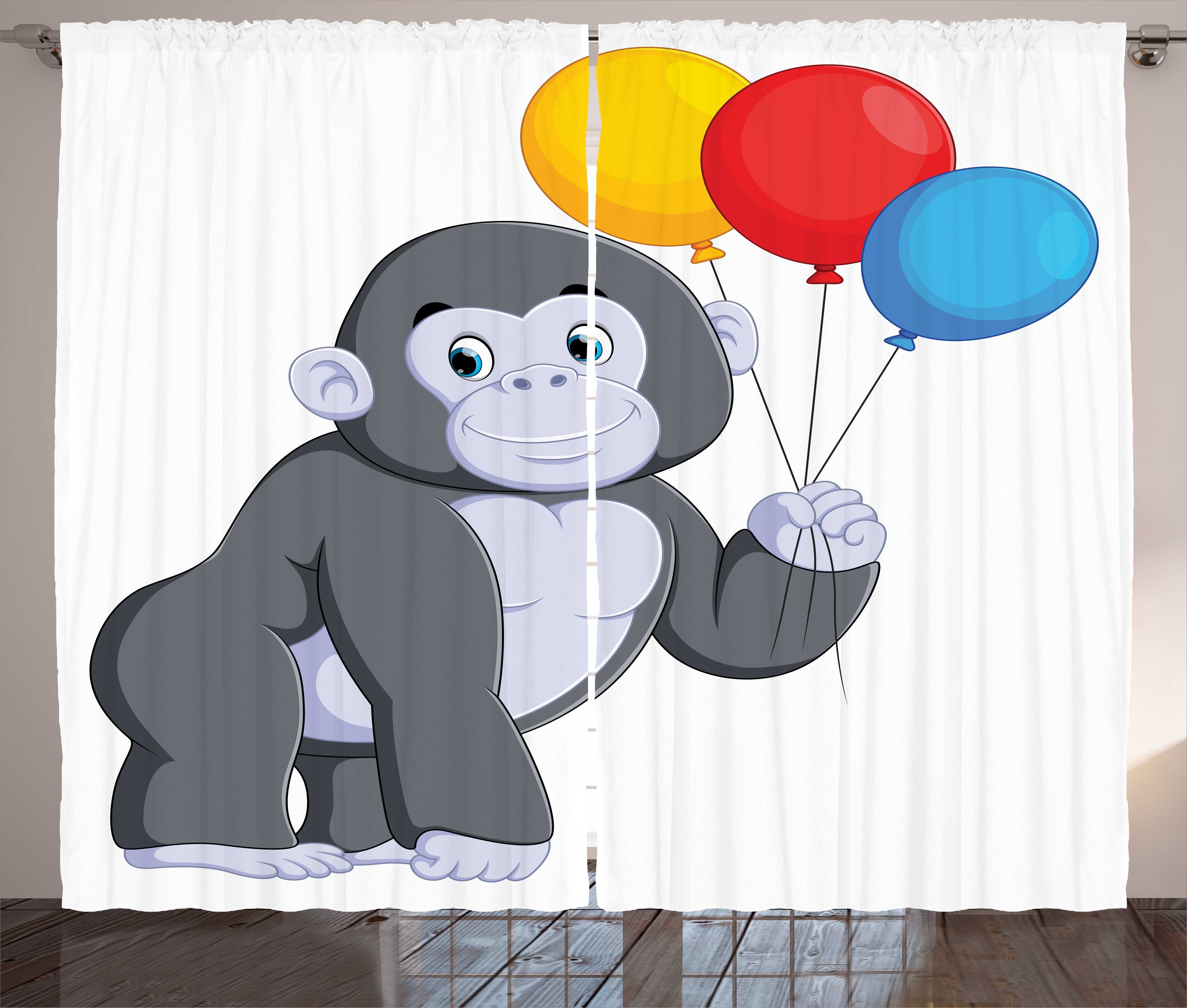 Gorilla Kräuselband Abakuhaus, Schlaufen Haken, Schlafzimmer Gardine Vorhang und Bunte mit Ballone