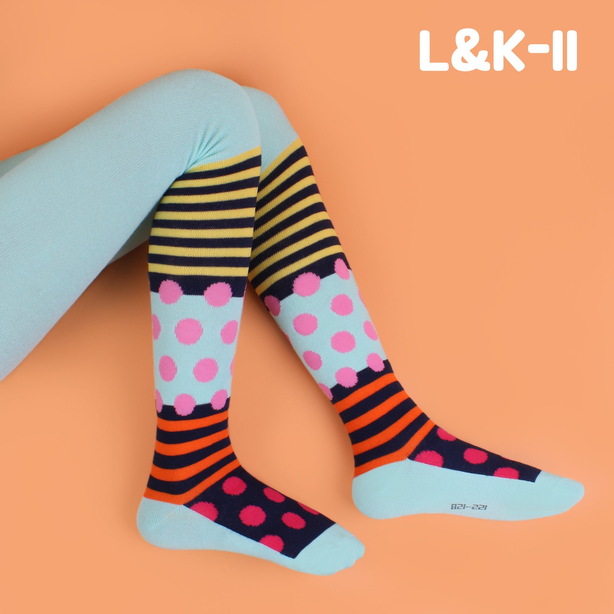 L&K-II 2728 Strickstrumpfhose mit Farben aus Baumwolle und hübschen (6er-Packung) Muster