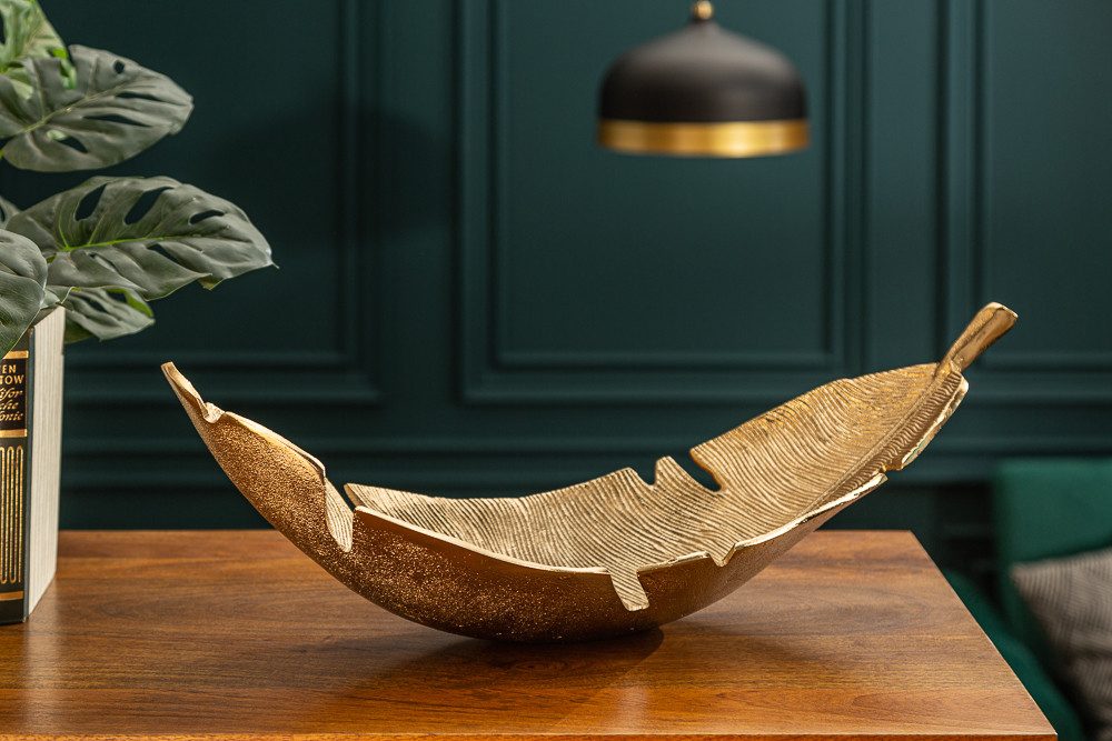 riess-ambiente Dekoschale GOLD LEAF 62cm gold (Einzelartikel, 1 St), Esszimmer · Metall · Blatt Design · Handarbeit · Kunst · Wohnzimmer