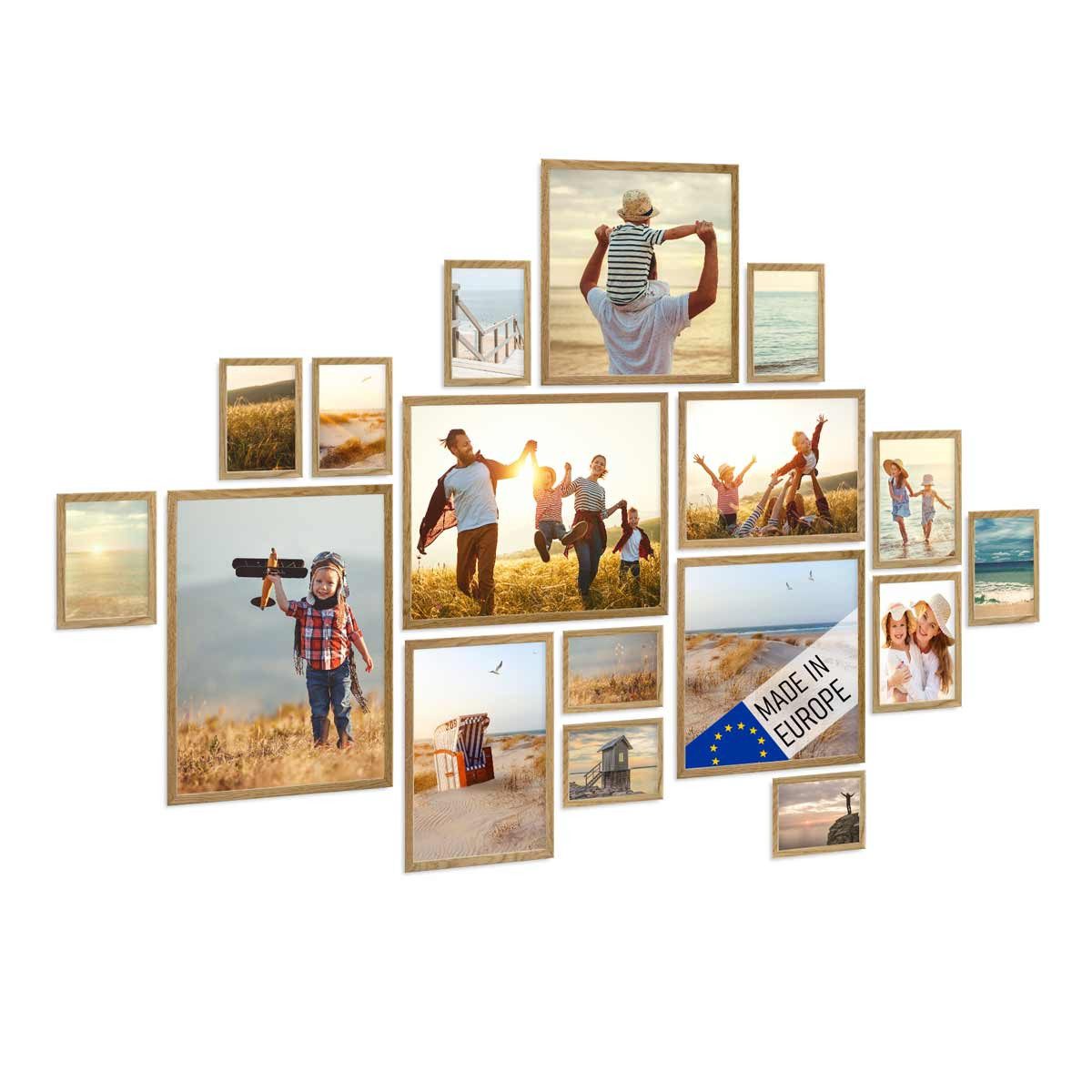 PHOTOLINI Bilderrahmen 17er Set Echtholz-Rahmen schmal, günstig online kaufen