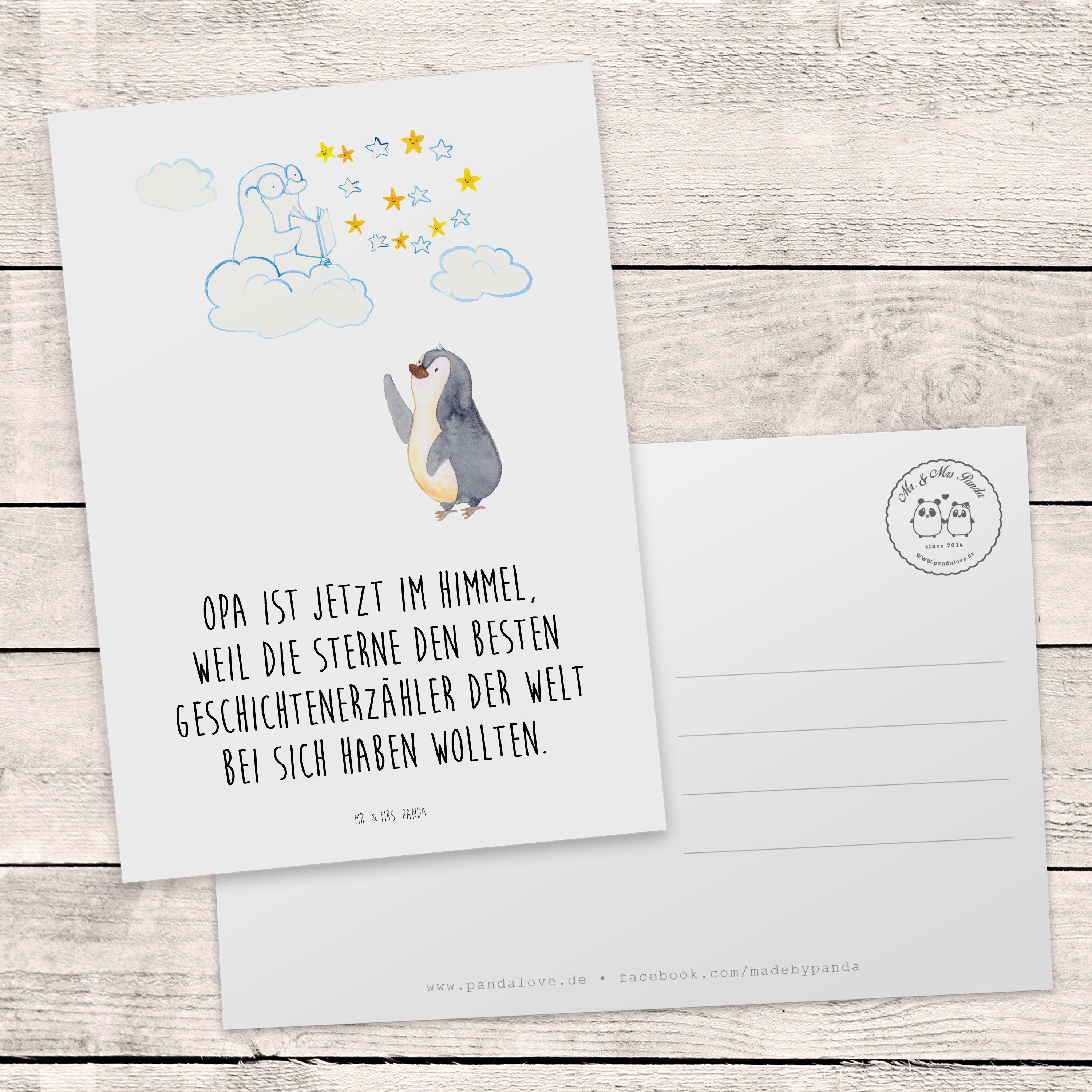 Sterne Trauerkart Mrs. Karte, - Beileidskarte - Pinguin Weiß Opa Beileidskarte, Mr. Panda & Beileid,
